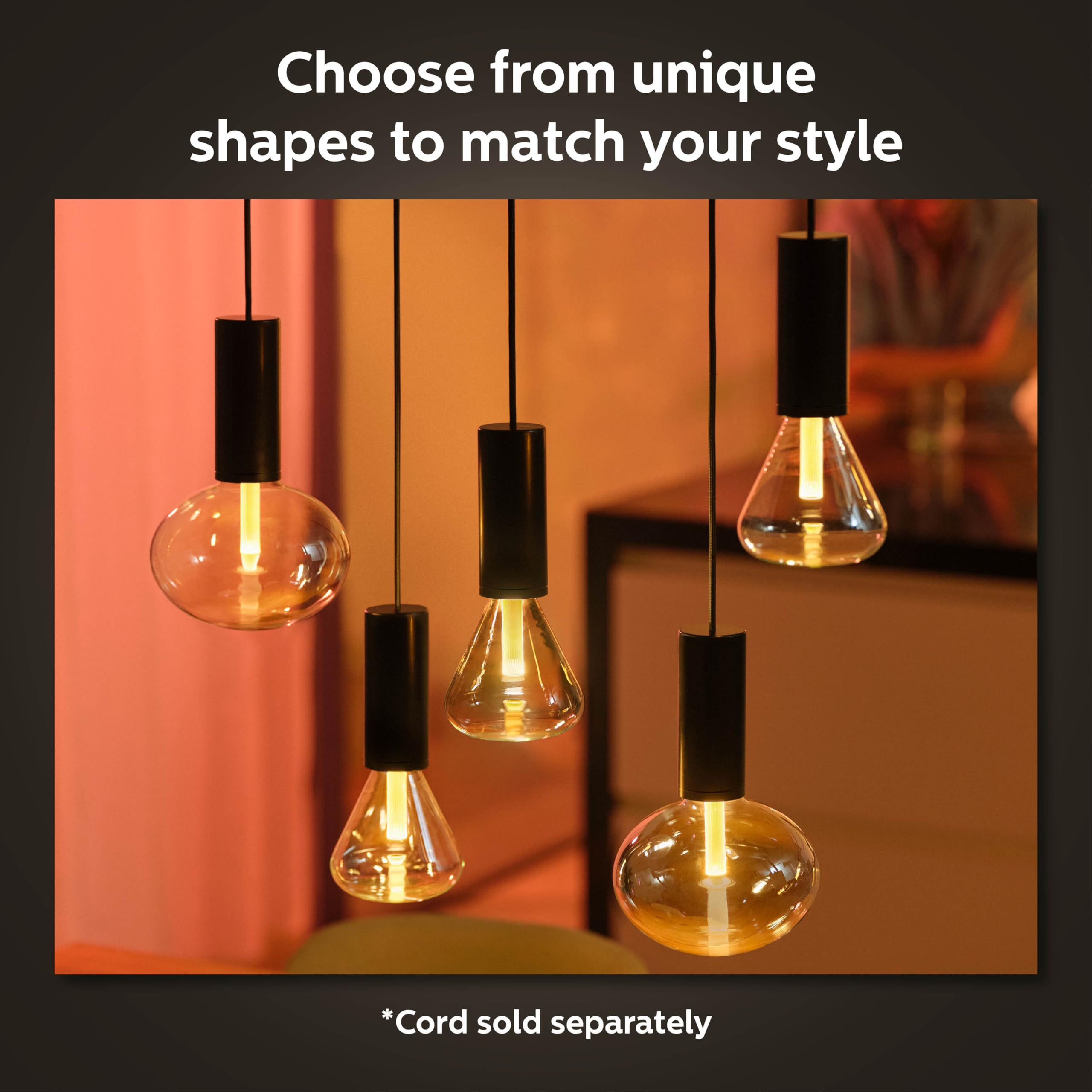 Philips Hue Lightguide Ellipse Smart LED Bulb - Color Changing, Handblown Glass - Model 577460, Compatible with Alexa, HomeKit, Google Assistant