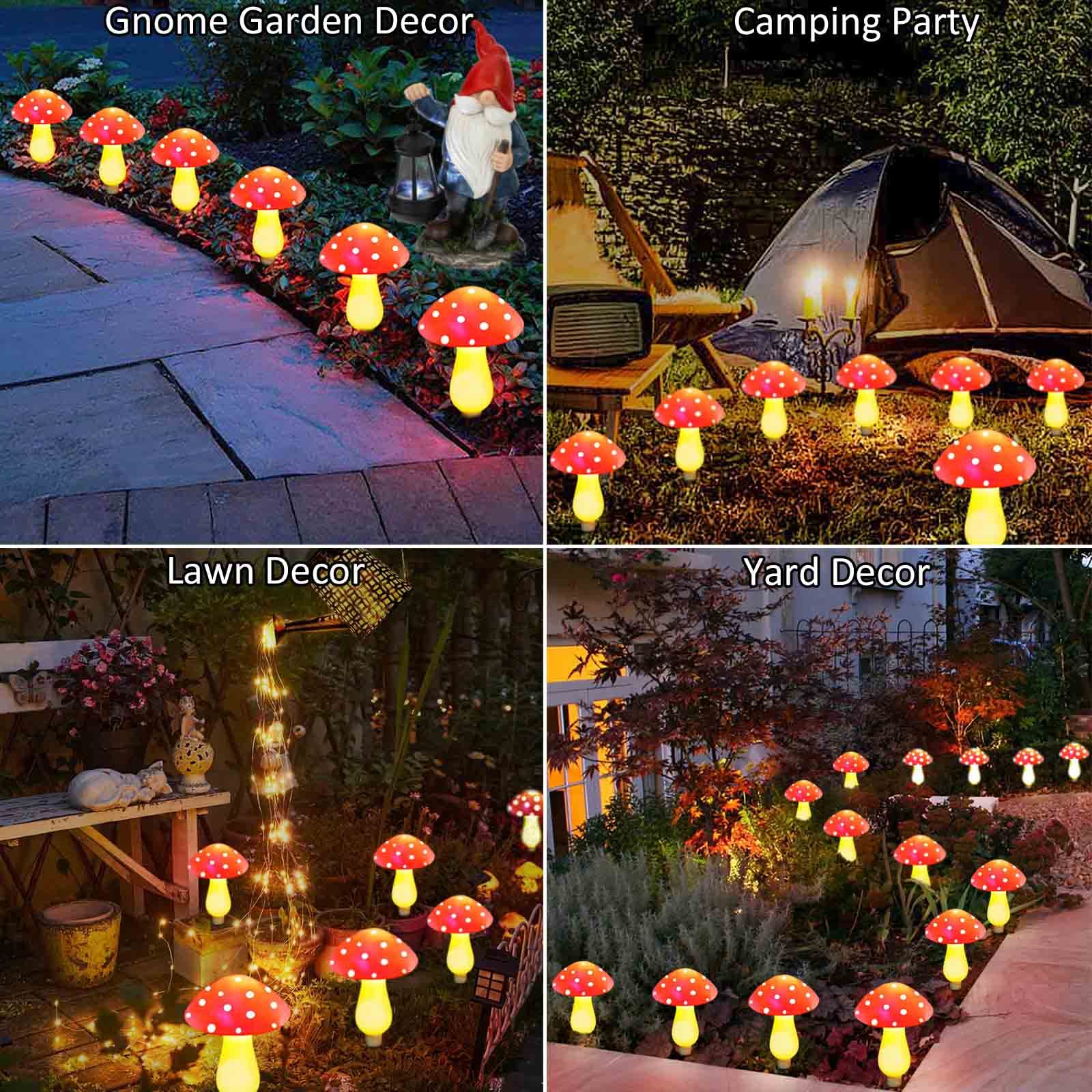 Windpnn Solar Mushroom Lamp - 8-Pack, Waterproof, 8 Modes, Red, for Outdoor Garden Decor, Model LH-GT04