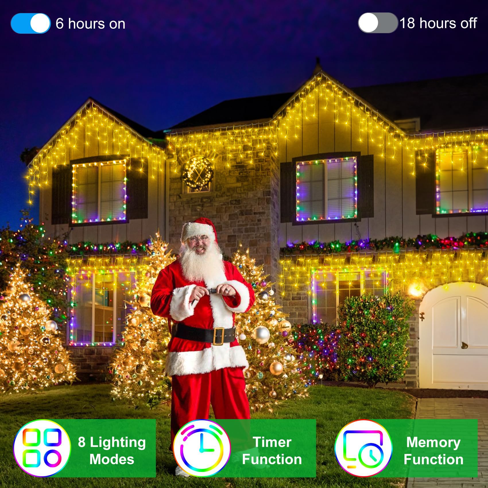 792 Led Christma Lights With 176 Drops, 82Ft Outdoor Hanging Lights With 8 Modes & Timer Memory, Outsite Waterproof Curtain Stri