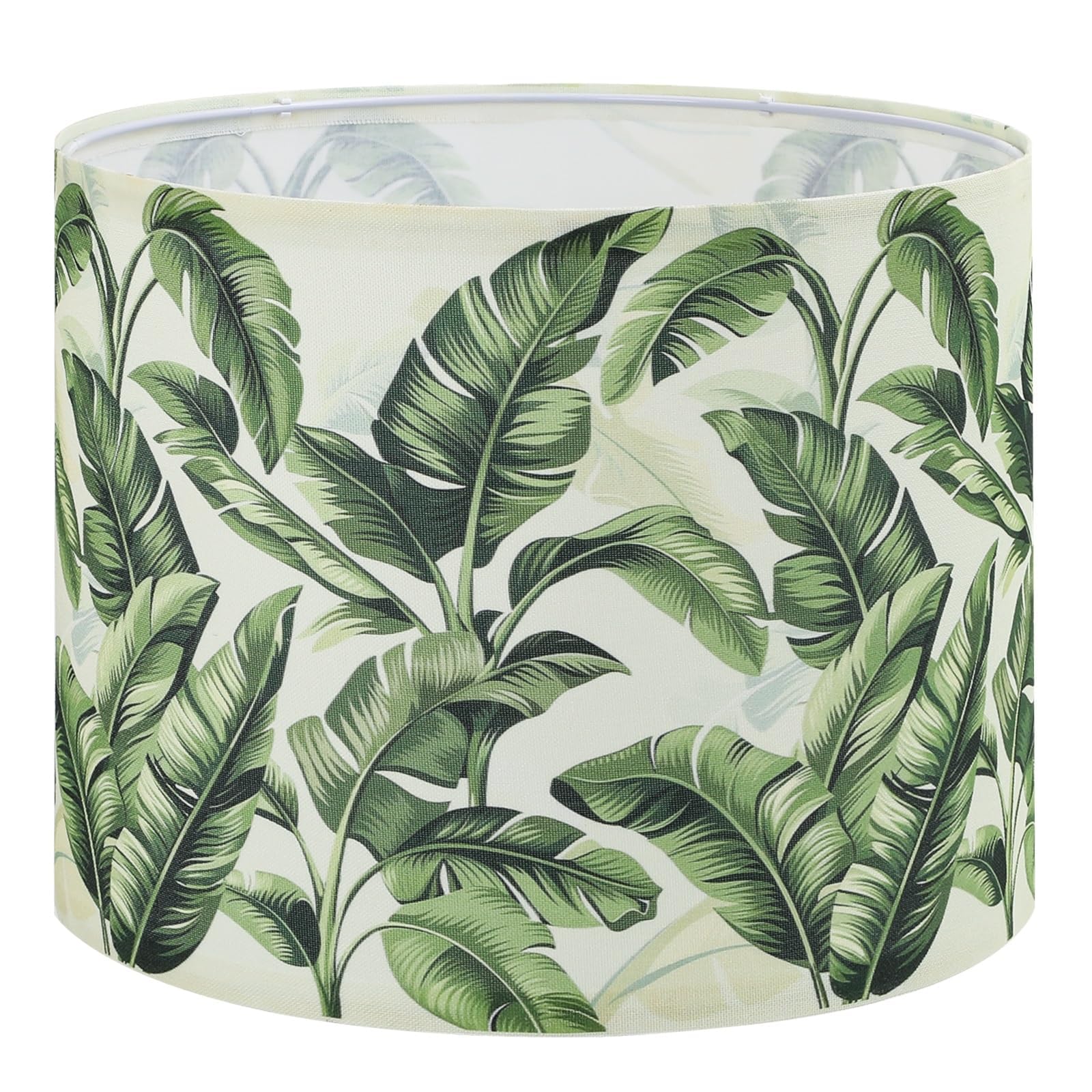 Espossi Lamp Shades For Table Lamps  HD Printing Green Leaf Lamp Shades  13x13x10in Drum Lamp Shade fits Spider/E26/E12 Base  Natural Fabric Spider Lamp Shade for Floor Lamp (1 Pack)