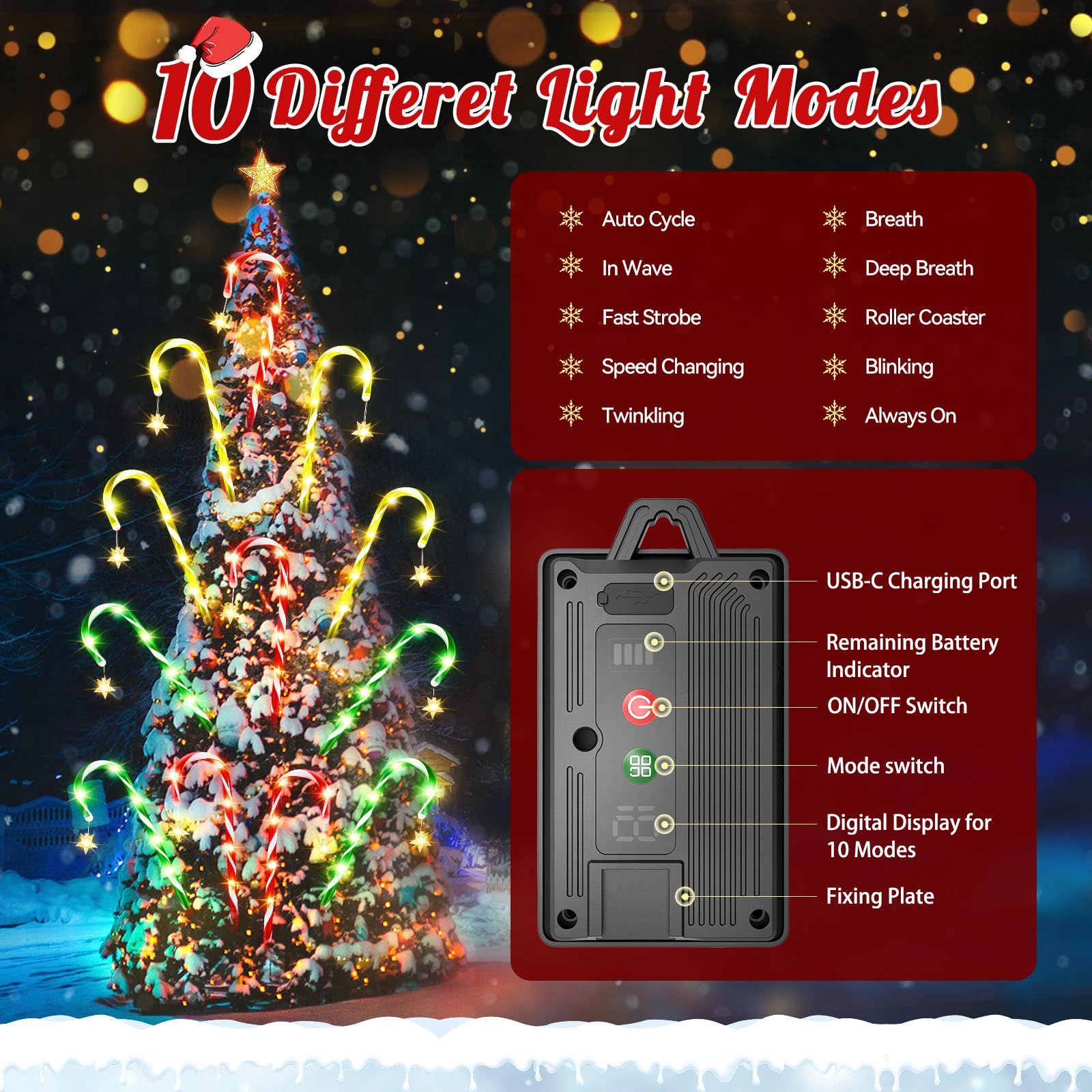 2025 Upgraded Christmas Decorations Outdoor Solar Candy Cane Lights  10 Modes Waterproof Solar Christmas Pathway Lights With Usb Charge  28 Ft 72 Leds Outdoor Xmas Decor For Yard Lawn Porch Holiday