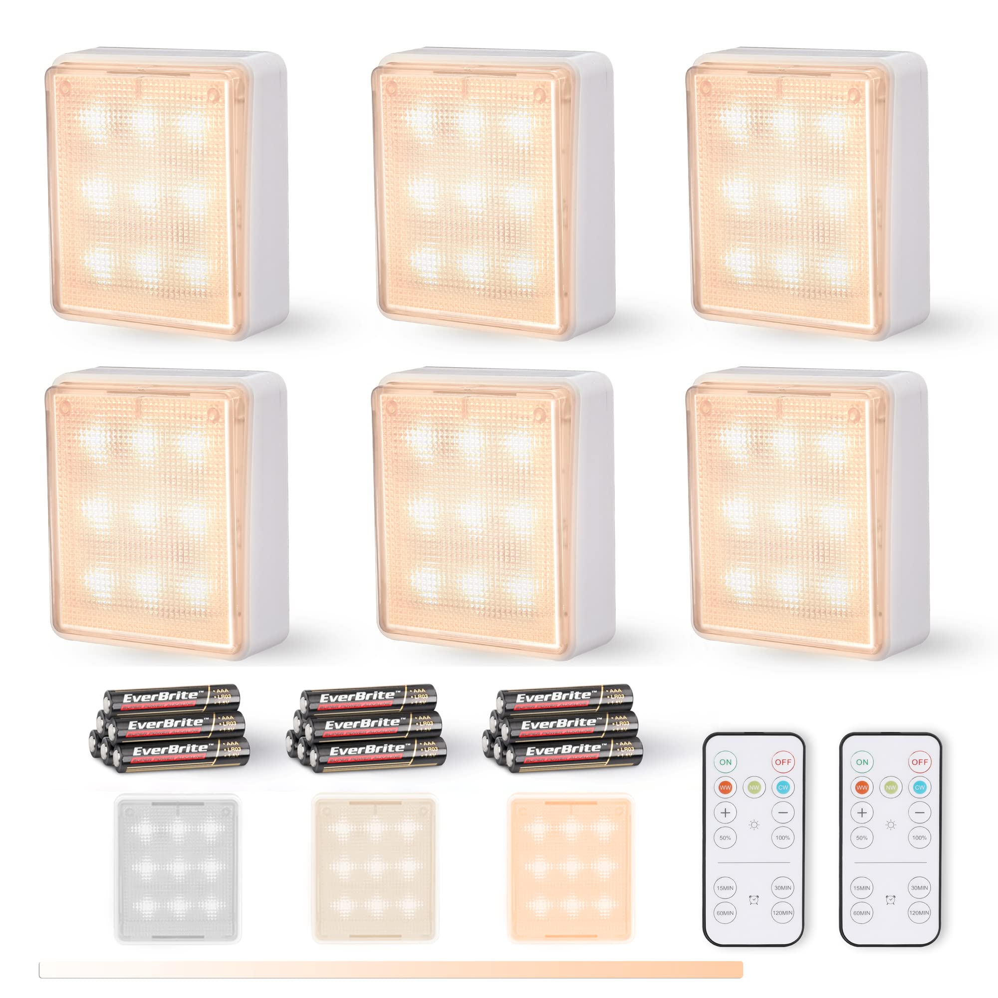 EverBrite Closet Light, LED Tap Lights Push Lights with Remote Control, Battery Powered Stick On Lights for Kitchen, Cabinet, Un