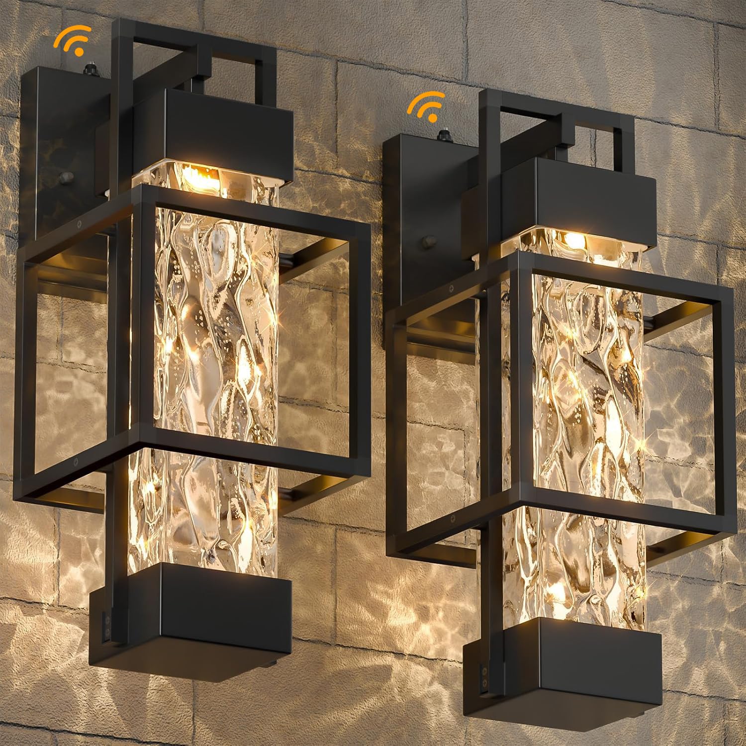 Hotsonic 2 Pack Dusk To Dawn Outdoor Porch Light Fixtures Wall Mount  14 Dimmable Exterior Lighting For Outside  Waterproof Wall Lantern Lamps  Black Sconce Coach Lights For House  Garage