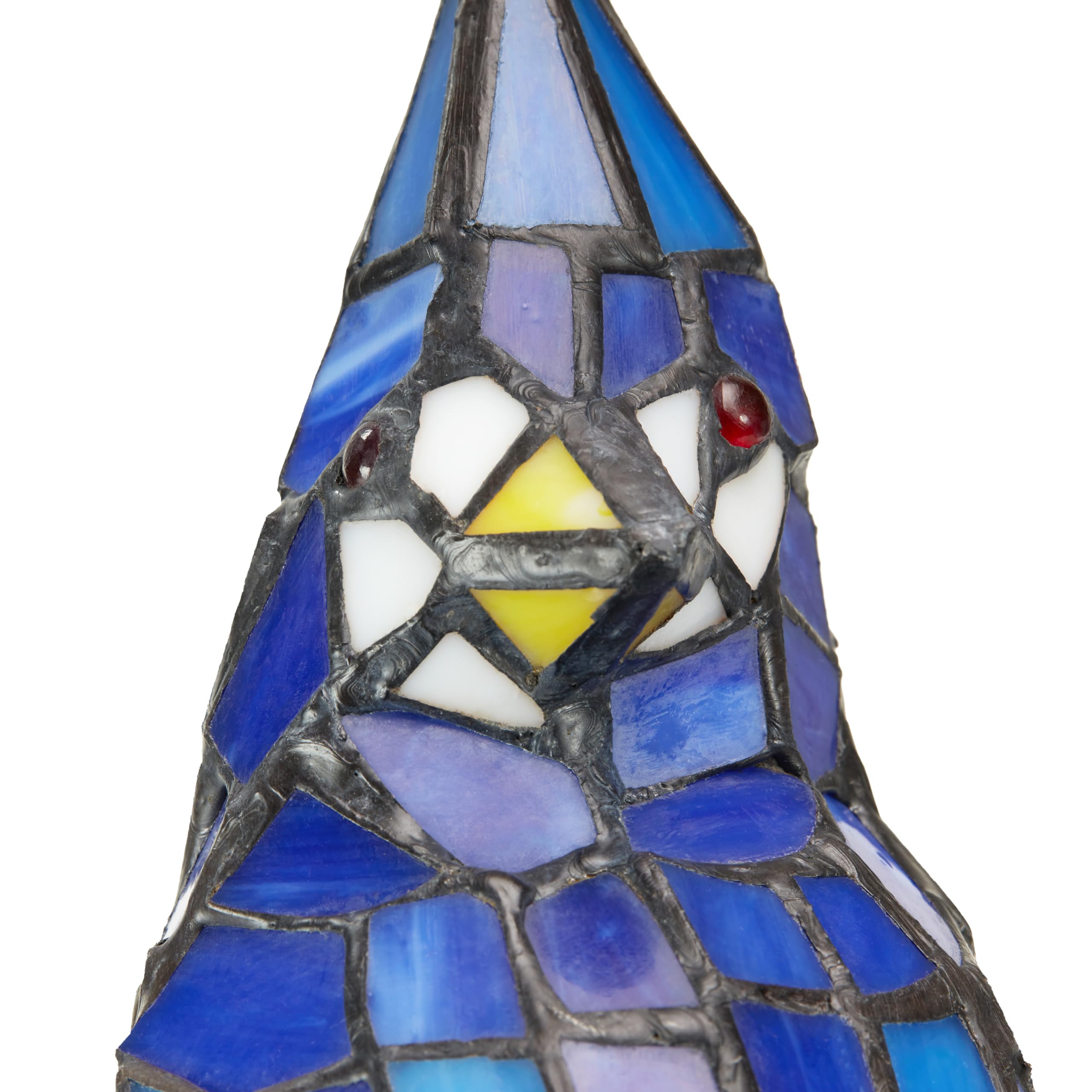 RIVER OF GOODS Stained Glass Bird Accent Lamp - 8in W x 13.5in H - Cardinal Decor - Tiffany Style - Model 13281 - Blue Jay