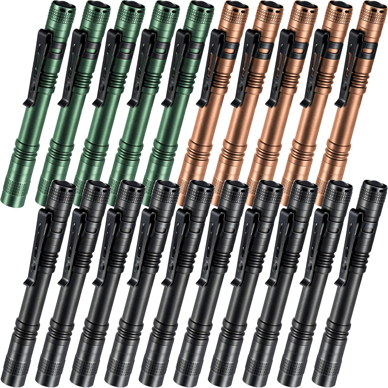 Hortsun 20 Pcs Mini Pen Light Flashlights Gifts For Fathers Day Pocket Flashlights Pen With Clip Small Led Handheld Slim Torches