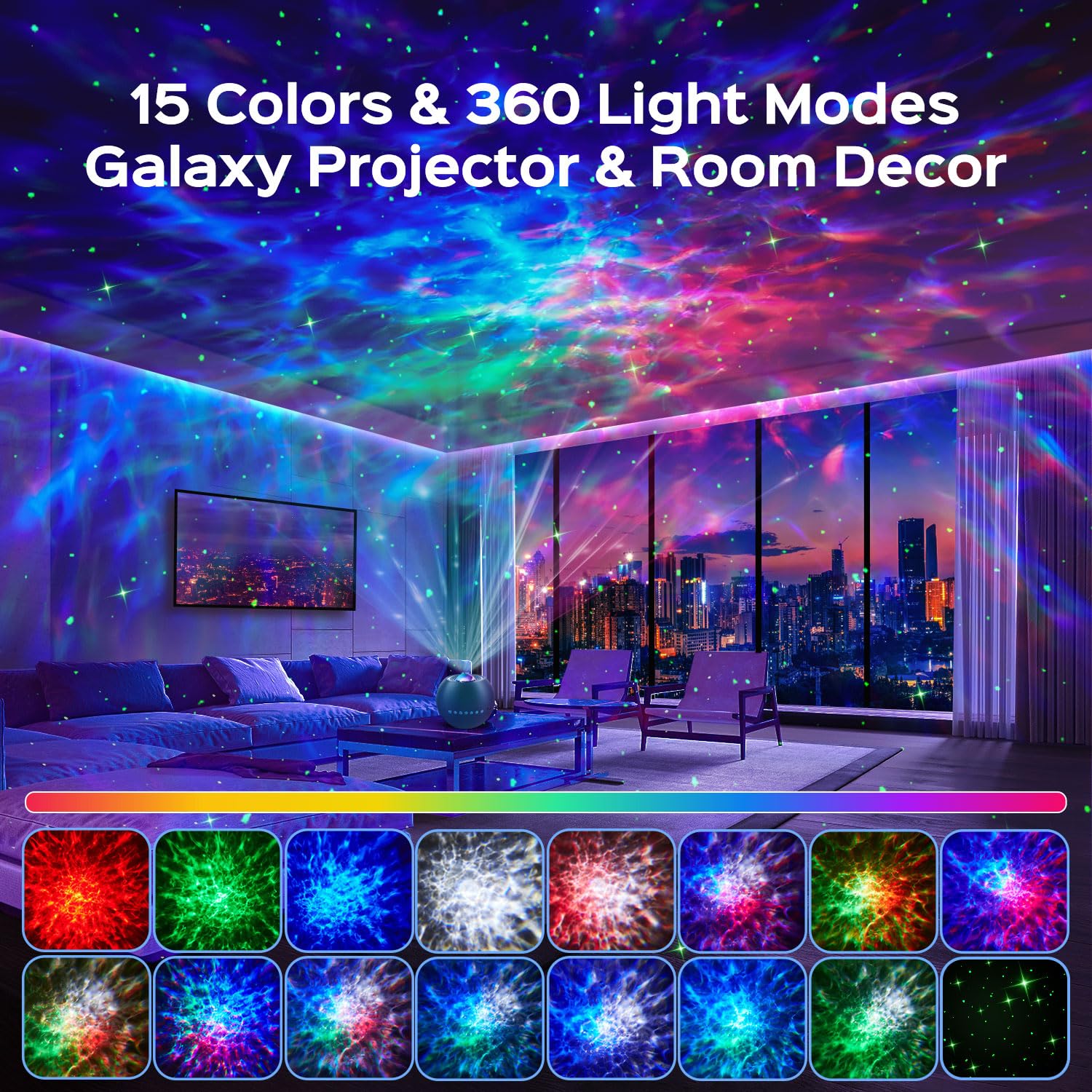 One Fire Lava Lamp & Sound Machine for Kids - Bluetooth Night Light, Nebula Projector, Blue, Model WH-E14A