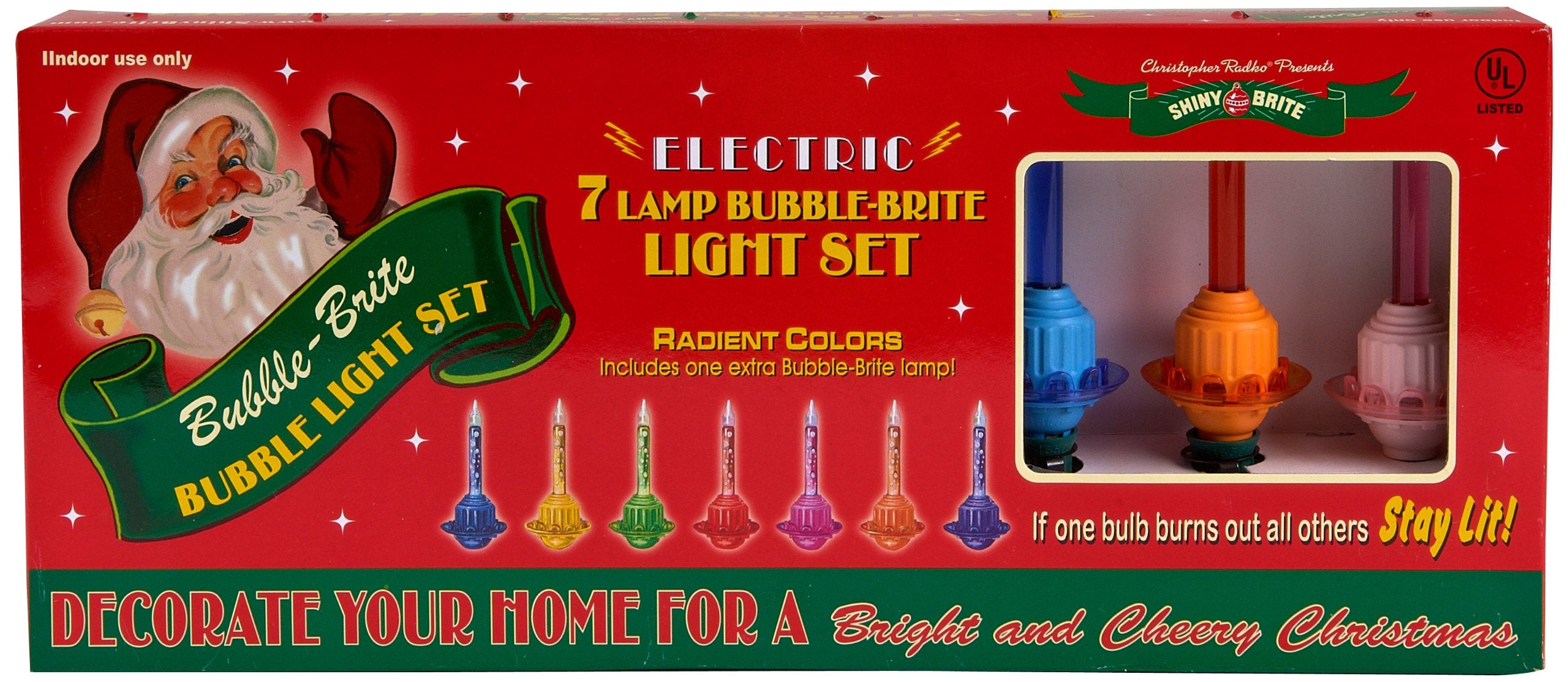 Christopher Radko Bubble-Lite Light Strand Set of 7, Multicolor, Glass, Model 4025414