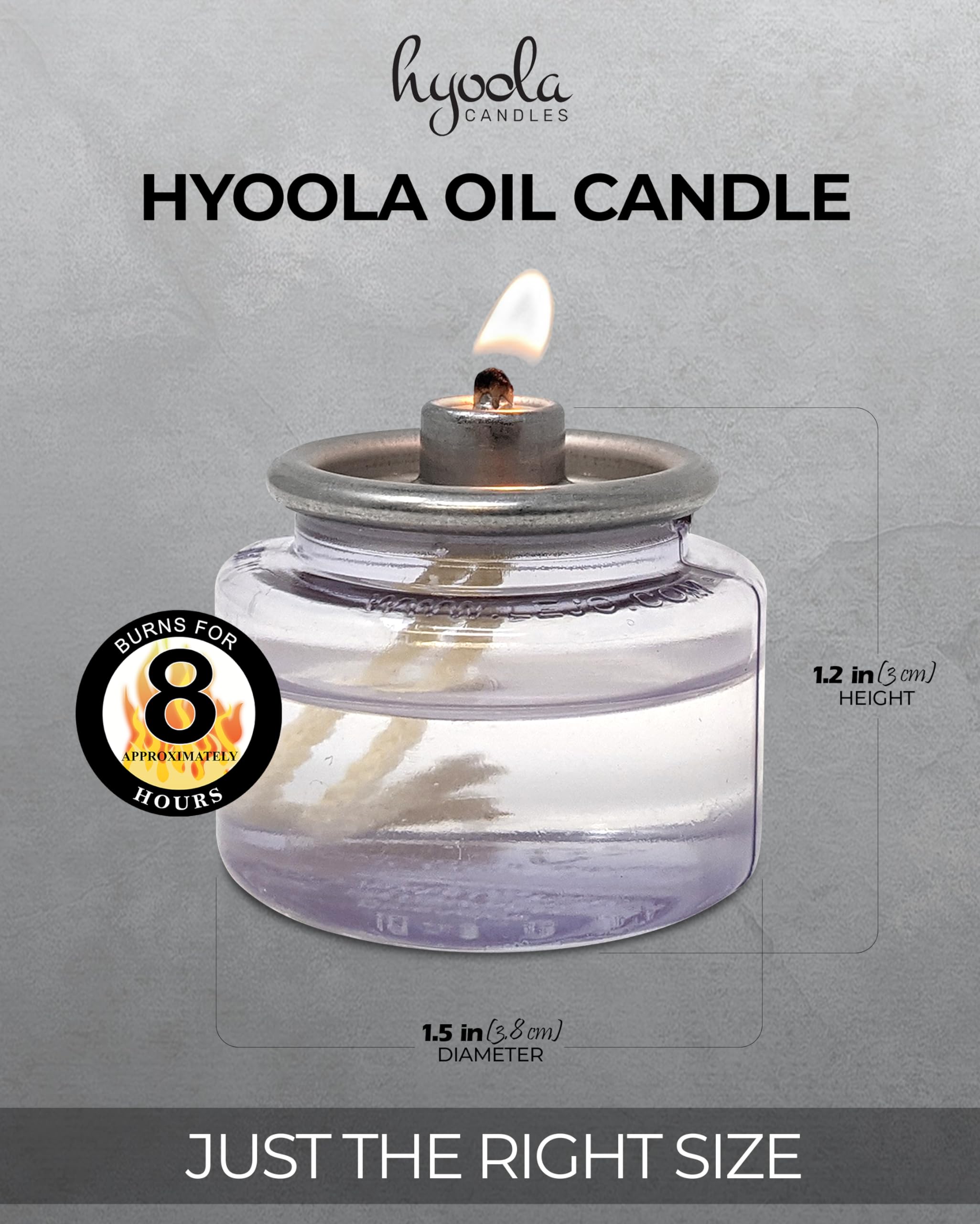 Hyoola Oil Candles - 24 Pack Disposable Liquid Paraffin Tea Lights - 8 Hour Clear Candles for Restaurants & Emergencies