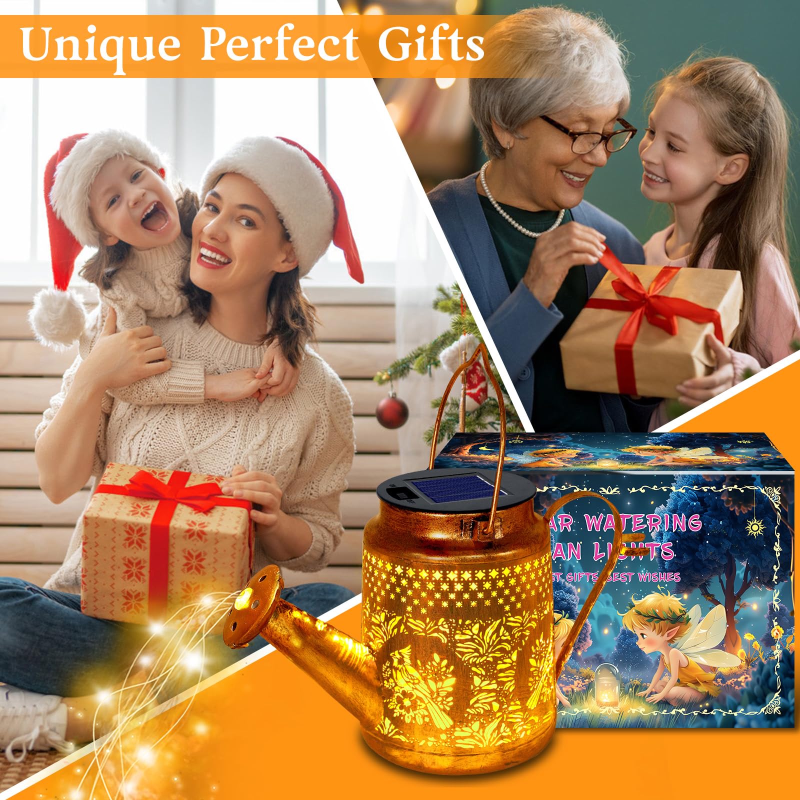 Solar Lights Outdoor Garden Decor, Cardinals Hanging Waterproof Watering Can Lights Outside Decorations For Yard Front Porch Pat