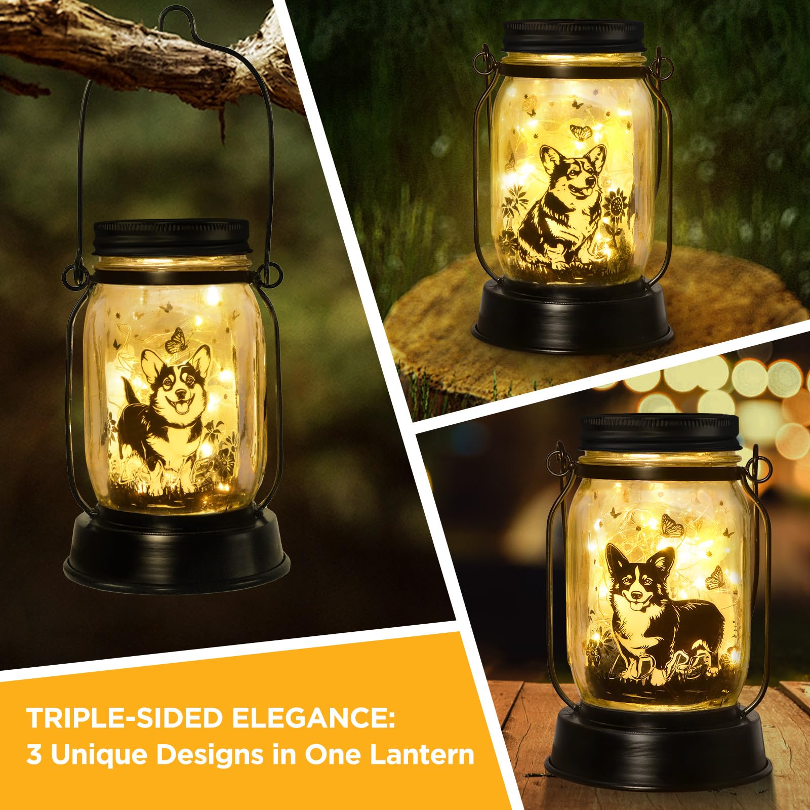 Corgi Gifts For Women/Men Corgi Solar Lanterns Dog Mom Birthday Dog Lovers Lantern Pet Loss Pet Memorial Lights Solar Garden Dec
