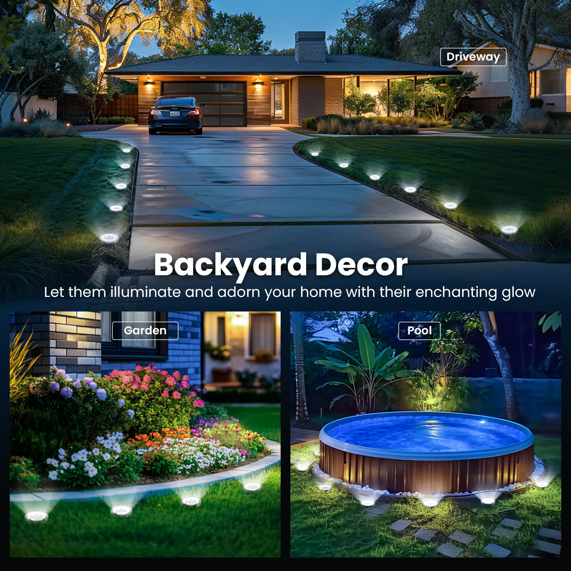 SOLPEX Solar Ground Lights 10 Pack Waterproof Landscape Lighting Cool White Model 9813 for Garden Walkway Driveway Decor