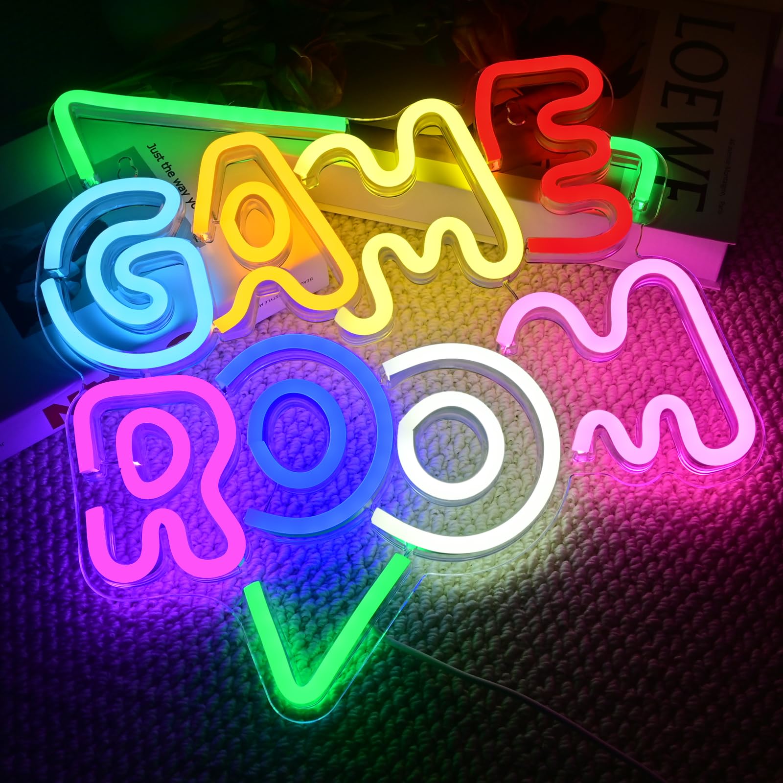 gamerneon Neon Sign for Game Room - LED Gaming Wall Light, Colorful Green Decor for Boys Bedroom, Gamer Zone, Man Cave