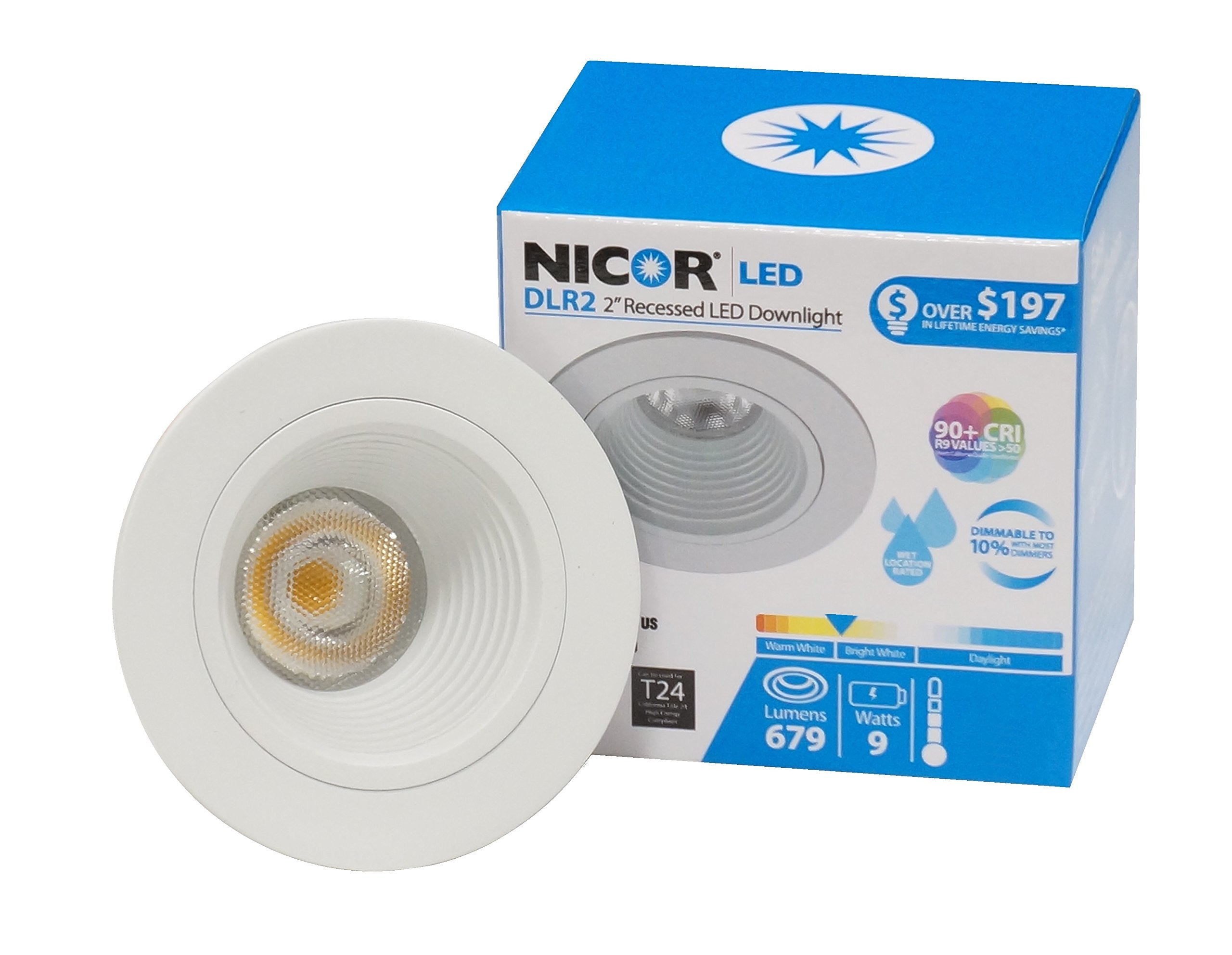NICOR Lighting 2 inch LED Retrofit Downlight with Baffle Trim in White, 2700K (DLR2-10-120-2K-WH-BF)