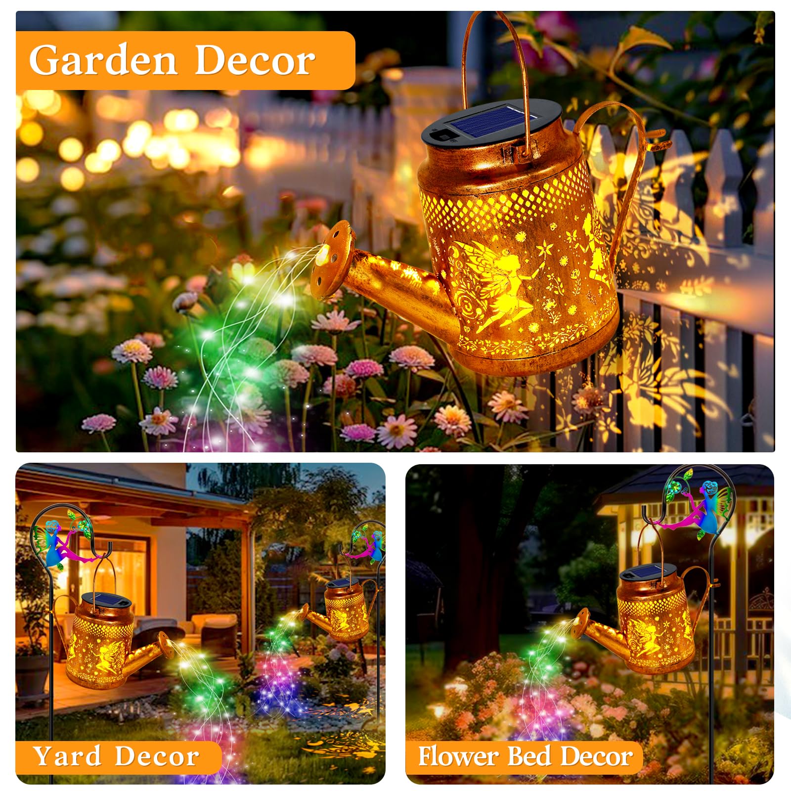 Solar Watering Can Lights  Fairy Hanging Lanterns Outdoor  Gardening Gifts For Mom Women Grandma Birthday  Waterproof Solar Lights Garden Decor For Outside Yard Art Patio Porch Lawn Backyard  1 Pack