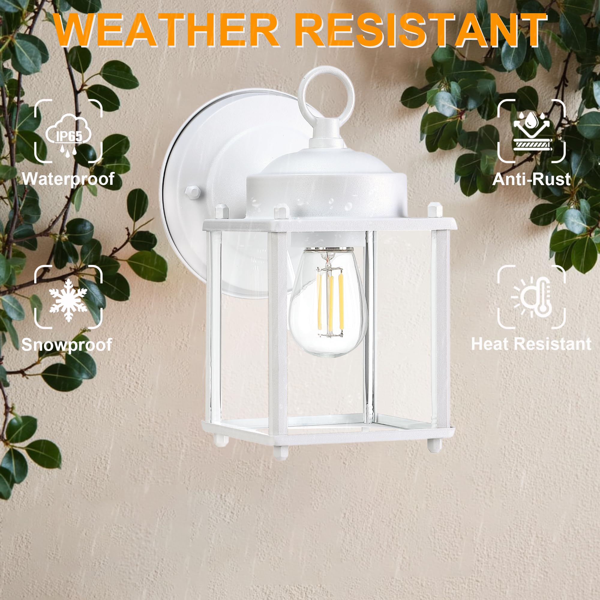 Gruenlich Outdoor Wall Sconce, Exterior Wall Lighting Fixtures With Clear Glass, Front Porch Lighting, Outdoor Lights For Patio,