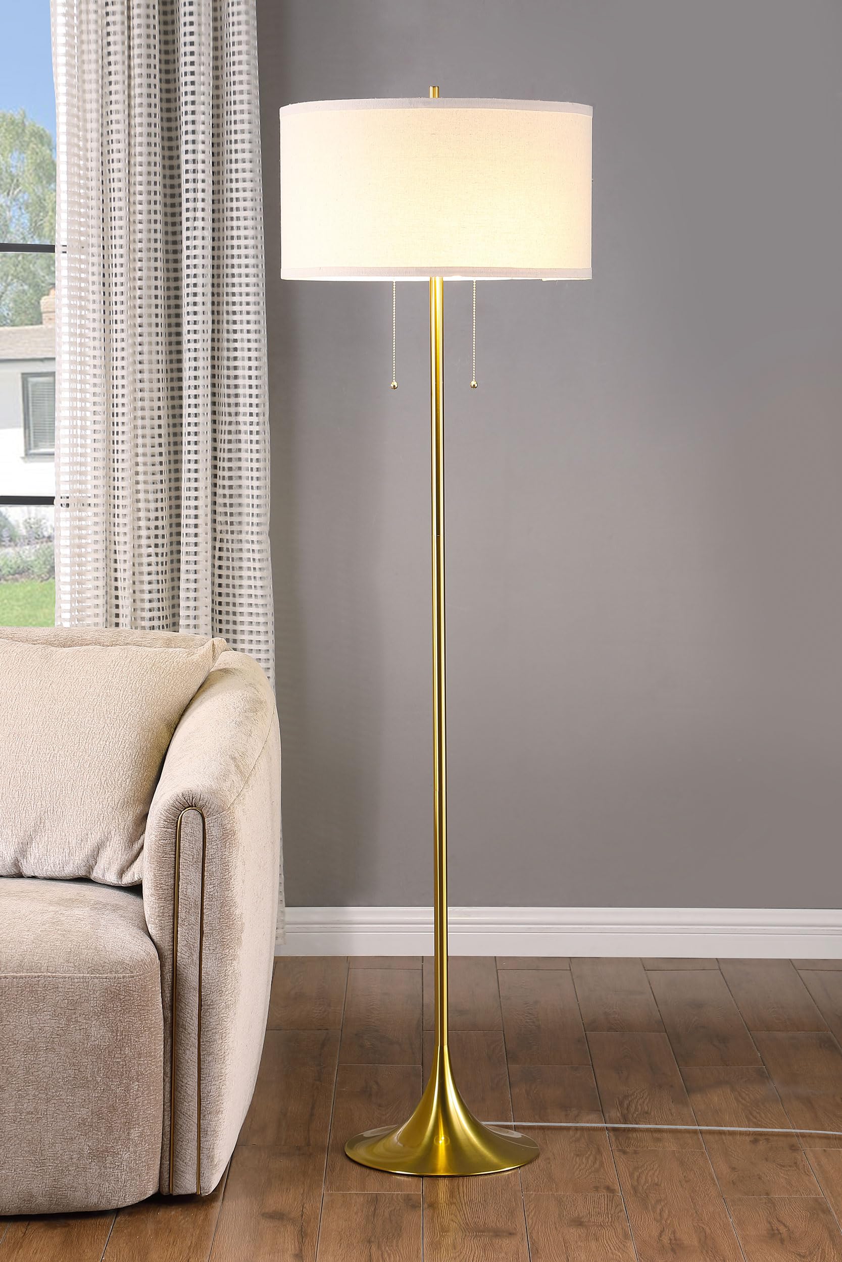 Coaster Home Furnishings Elmira 65-Inch Drum Shade Metal Floor Lamp Gold