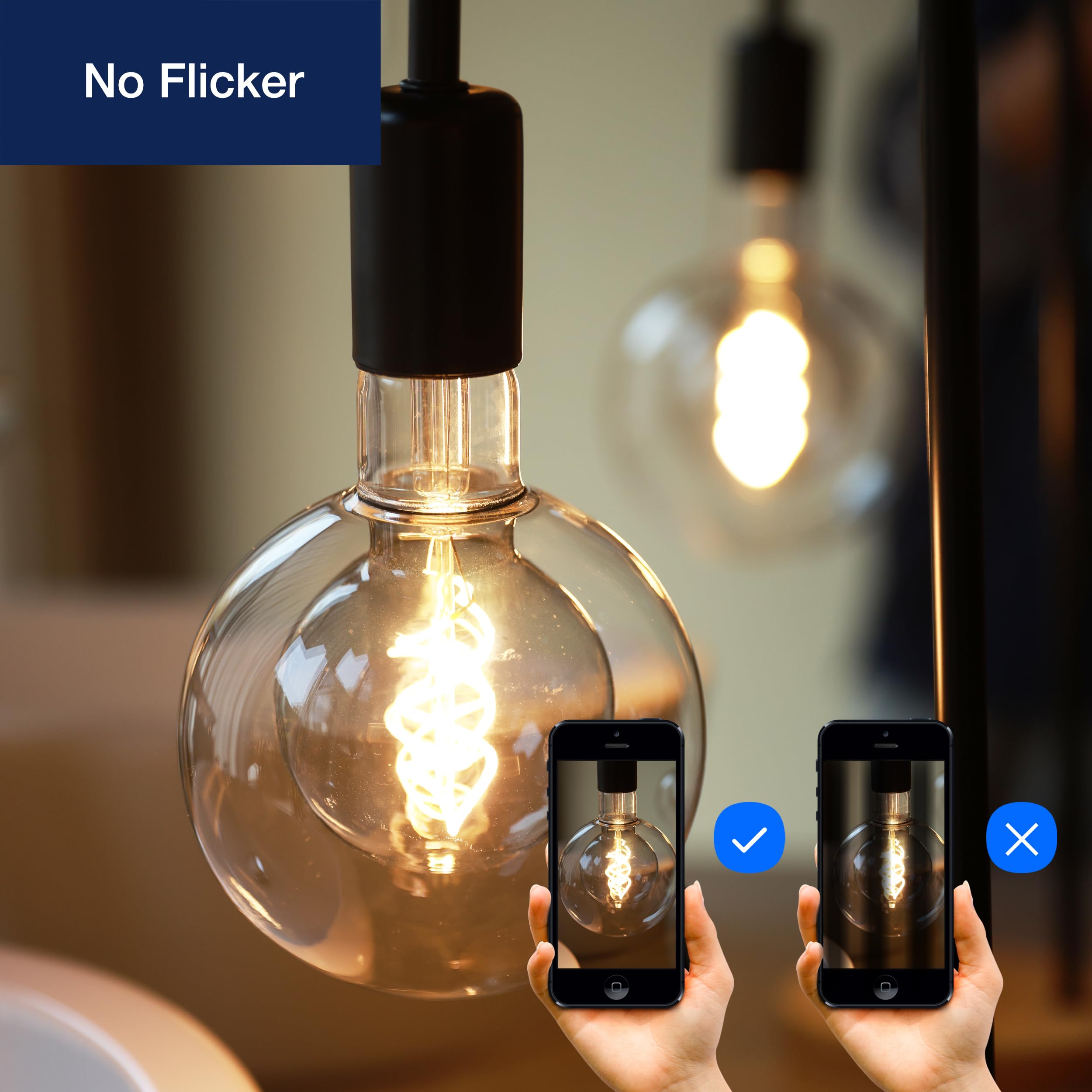 FLSNT Vintage Dimmable LED Bulb, 7W (40W Equivalent), 2700K Soft White, E26 Base, Grey Glass, Model DSG12540FIL-S27