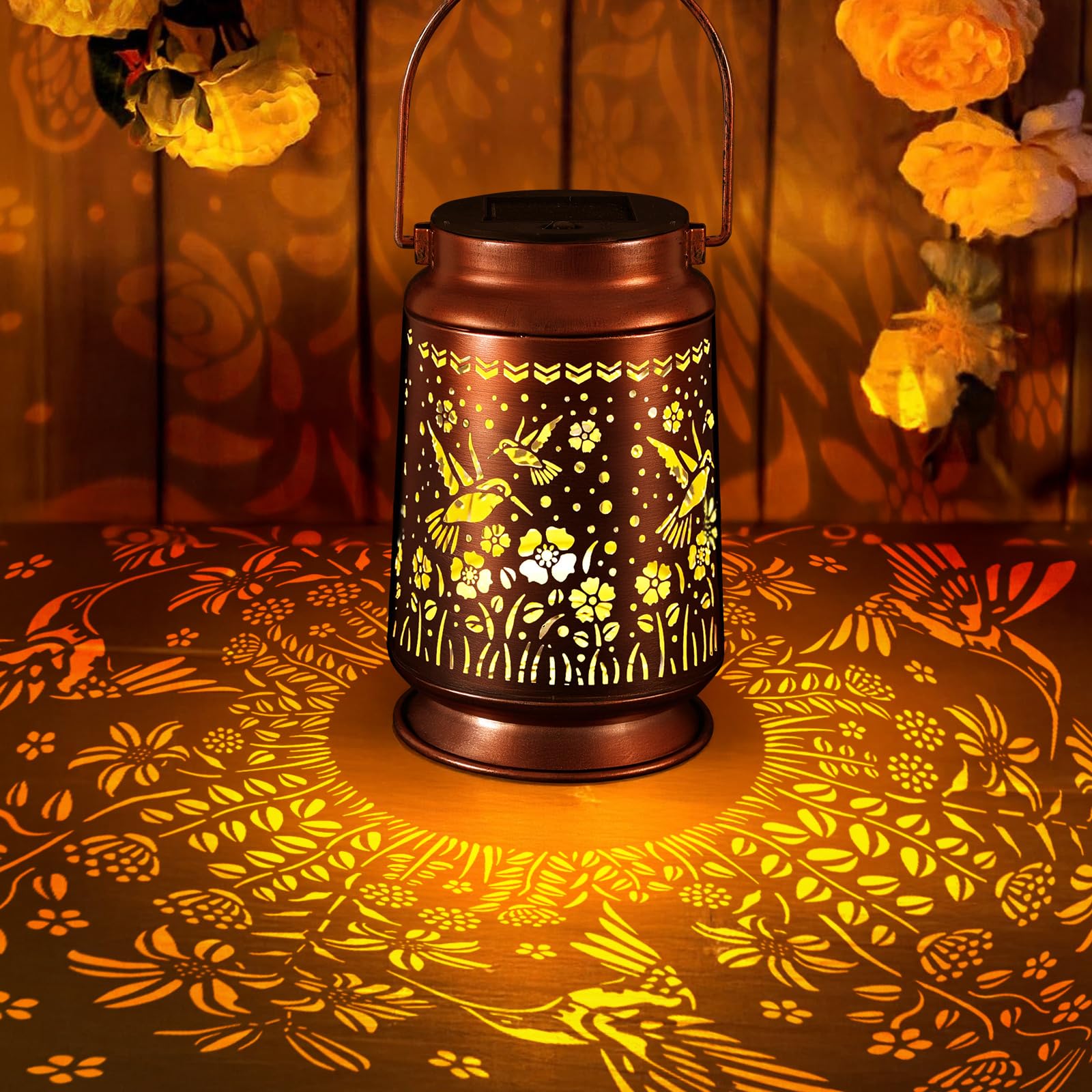 Solar Lanterns Outdoor Waterproof Gifts For Women Grandma Gifts For Mom Hummingbird Garden Decor Solar Hanging Lantern Metal 2 P