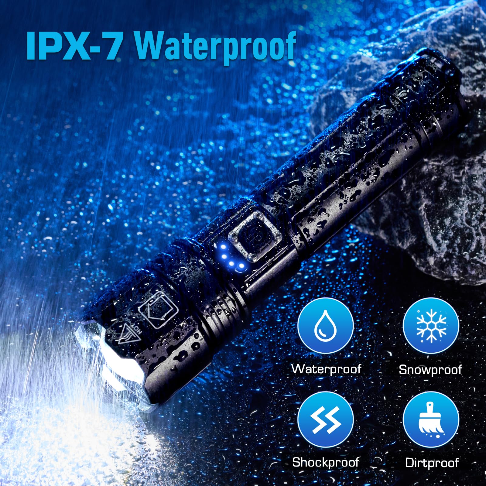 Ankra Rechargeable Led Flashlight, High Lumens Xhp70.2, 5 Modes & Zoomable,Waterproof,Usb Output Power Bank,Tactical Flashlight