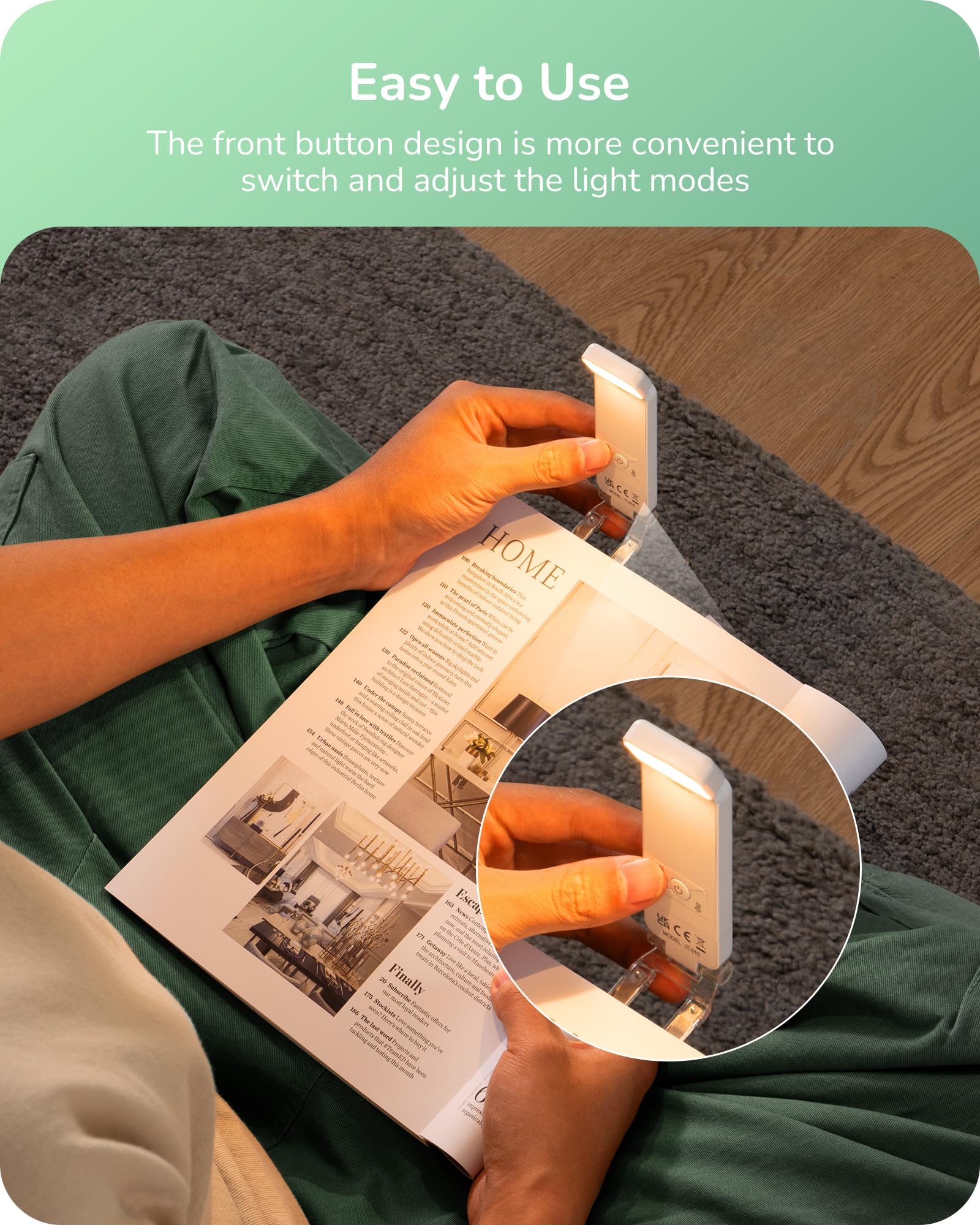 EDISHINE Book Lights for Reading at Night, USB Rechargeable Reading Lights for Books in Bed, 3 CCT & Stepless Dimmable Lamp for