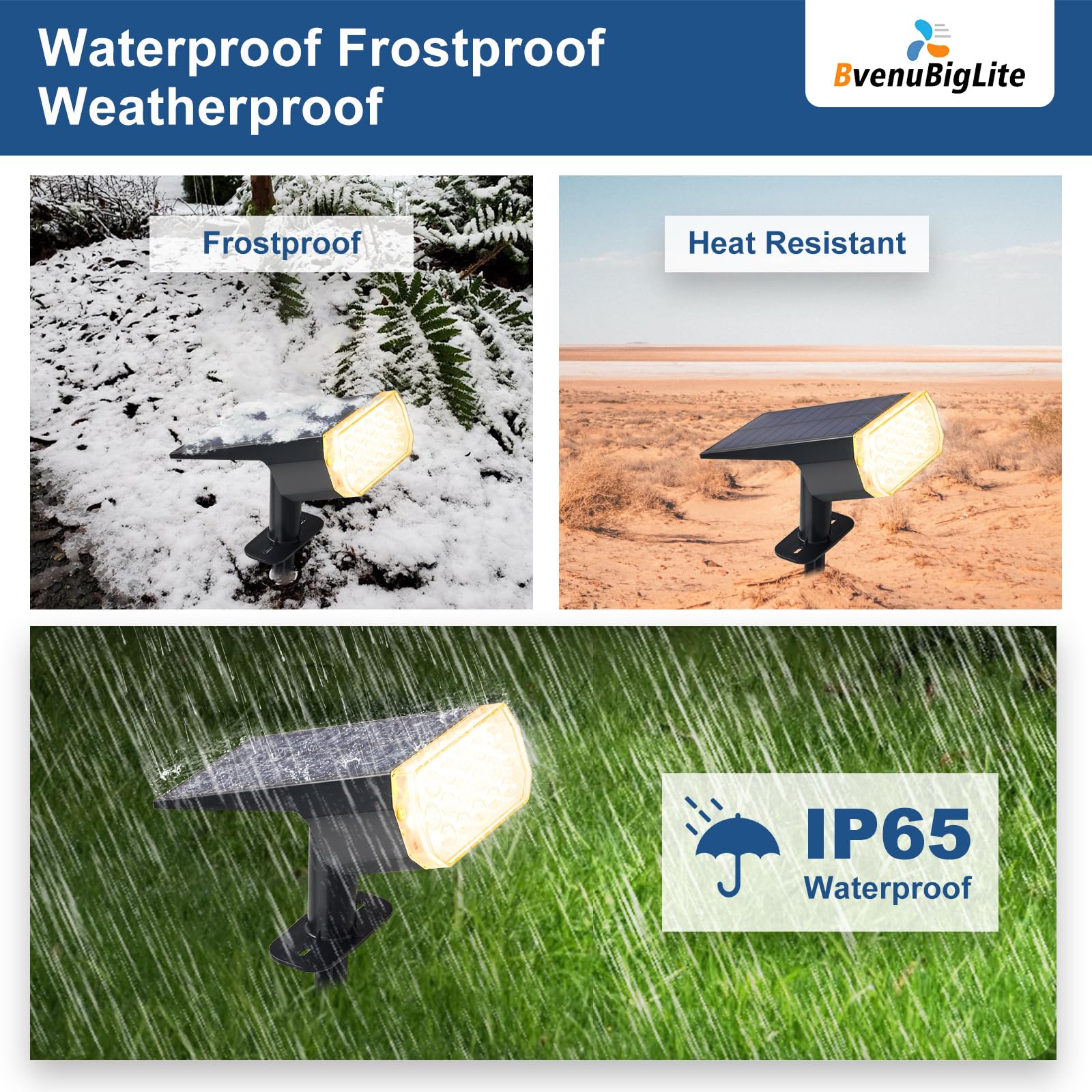 Bvenubiglite Solar Lights Outdoor Waterproof: Ip65 Led Spot Light Decorations For Garden - 3 Lighting Modes Solar Powered For Ya