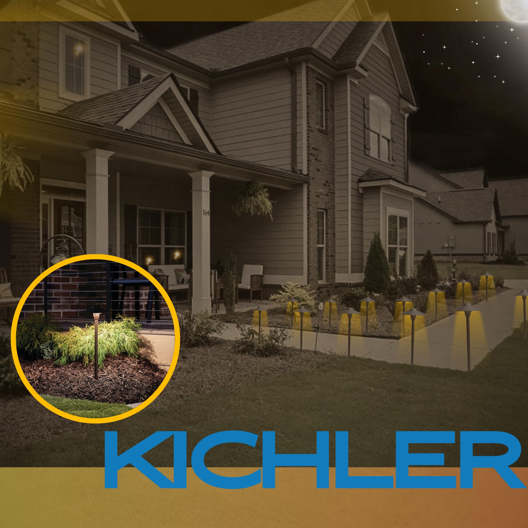 Kicher Landscape Path Lighting Fixture 15310Azt, 16.25 W,12 Volt,8.25'' W X 21'' H X 8.25'' L, T5 Wedge Base, Architectural Bron