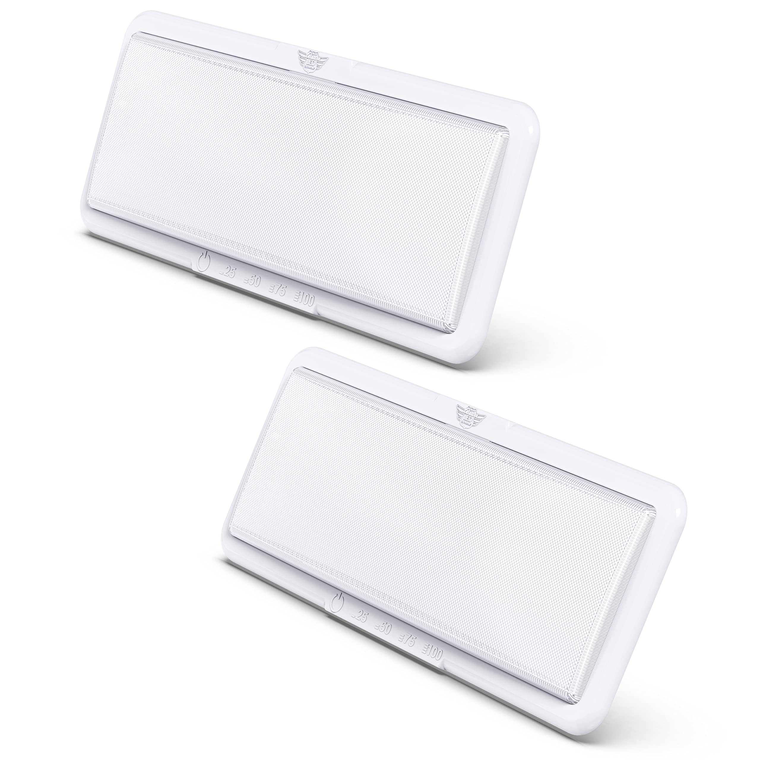 Leisure LED RV Ceiling Light 14inx5.5in 950 Lumen Touch Dimmer DC 12V Natural White 4000-4500K 2-Pack