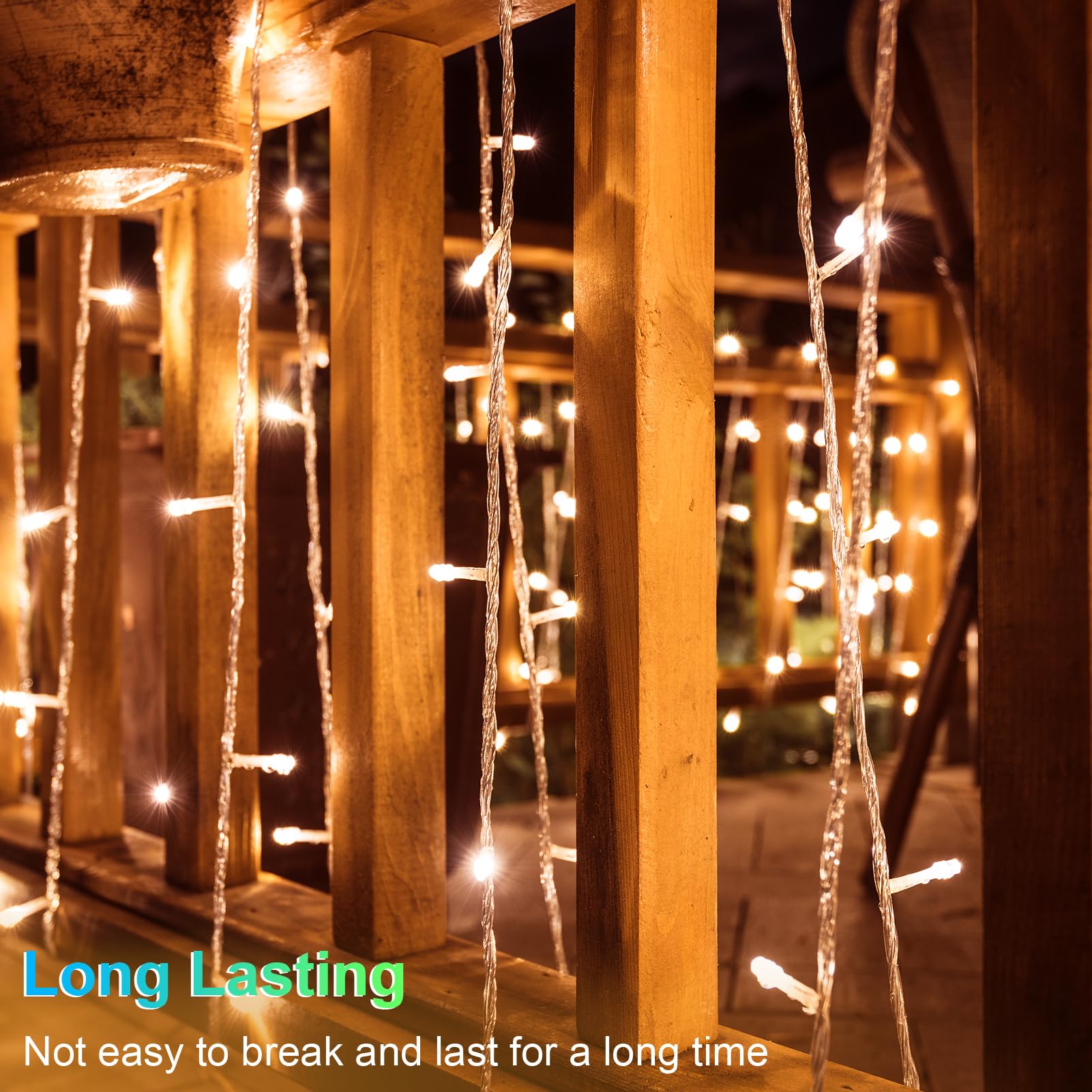 echosari Battery Operated String Lights, 26Ft 80 LED, Clear Wire, Warm White, 2 Pack, Model SD-2P-4M40L-C-WW