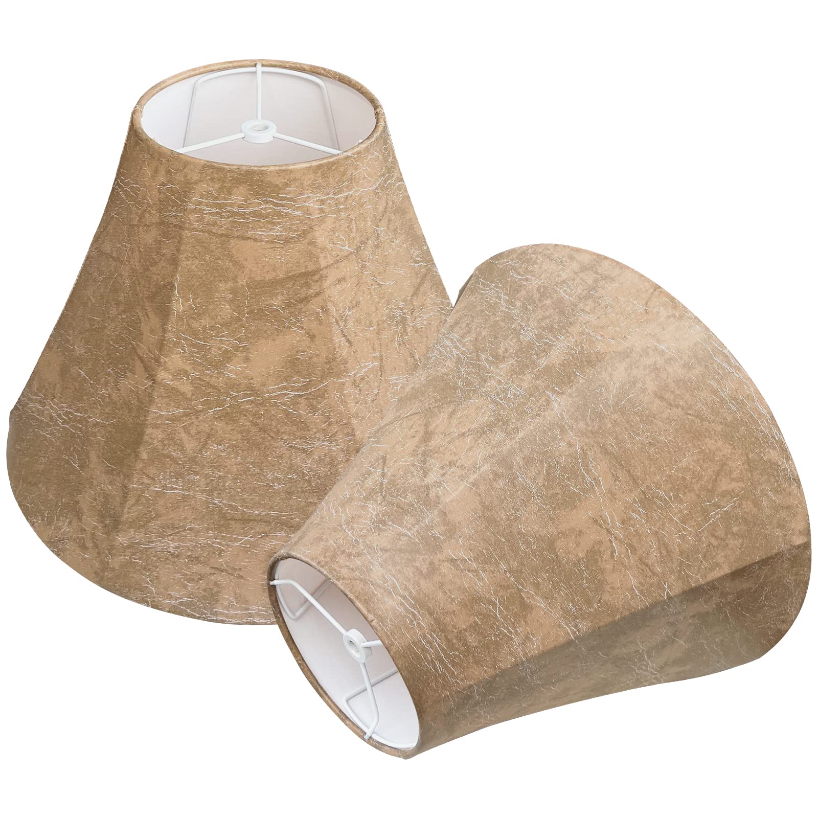 TOOTOO STAR Lamp Shades Set of 2, Faux Leather compatible with Sheepskin, 6in Top x 14in Bottom x 10in High, Model SX-0255SS