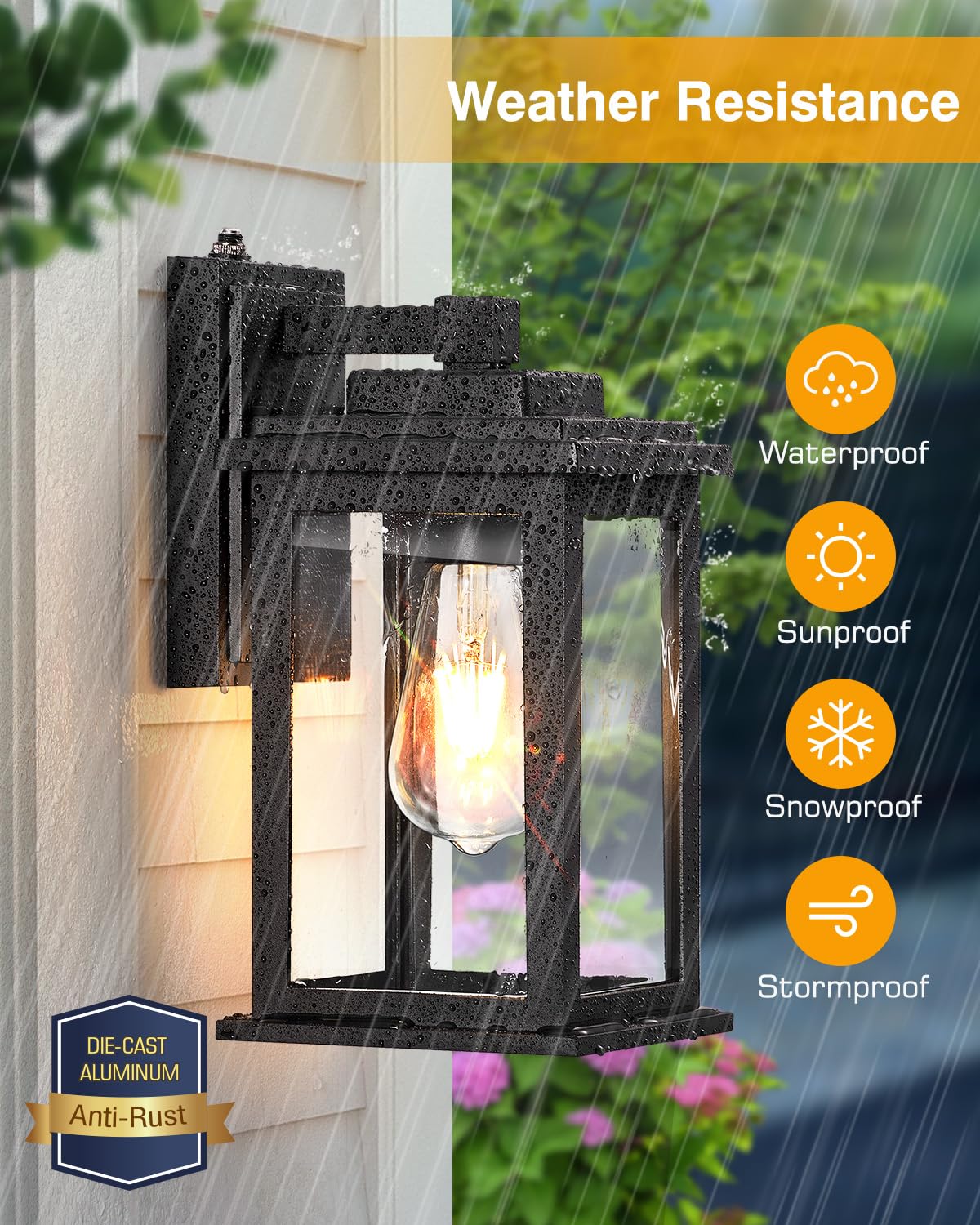 Vianis Dusk To Dawn Outdoor Lights For House  Black Outdoor Light Fixture  Waterproof Exterior Lighting Fixtures Wall Mount  Outdoor Wall Lights For House  Garage  Garden  Porch Hardwired  Non-Solar