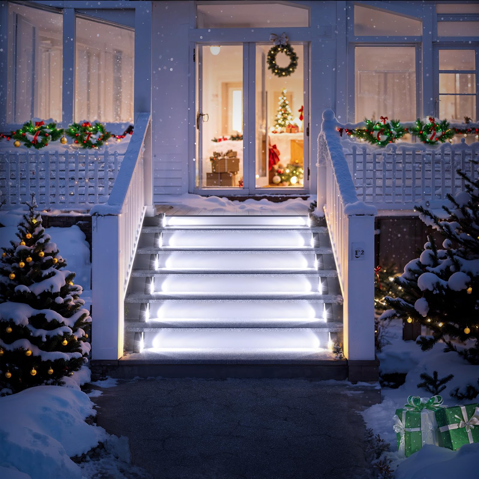 Roshwey Solar Step Lights For Outside  10 Pack Solar Stair Lights Outdoor Waterproof  Triangle Deck Step Lights Solar Powered  Outdoor Decor Lighting For Front Porch  Backyard  Patio  Cool White