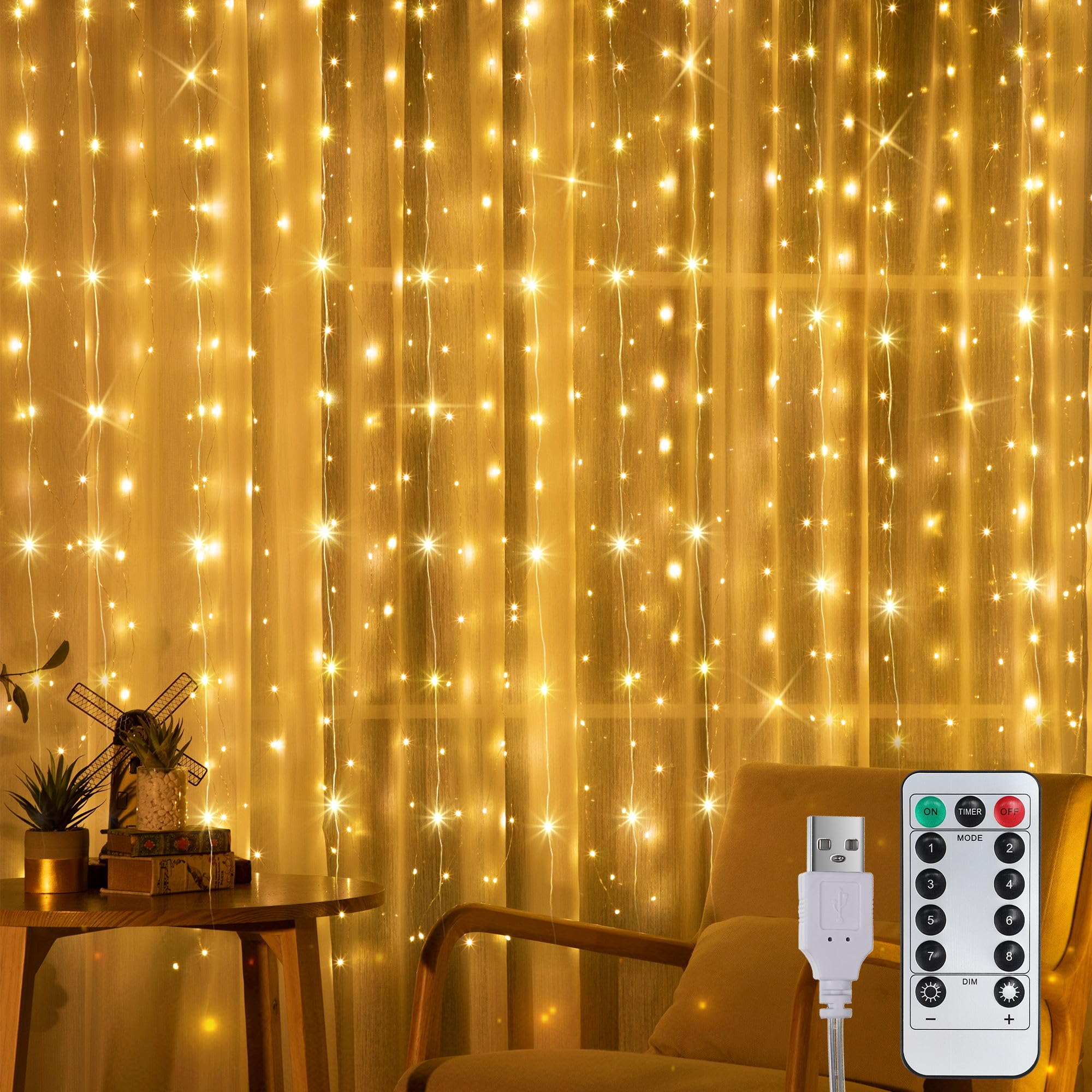 195 LED Curtain Tapestry Lights Backdrop String Lights, 6.5 x 5 Feet Hanging Fairy Curtain Lights with 8 Lighting Modes and Remote for Bedroom Window Wall Indoor Outdoor Graduation Decor(2)