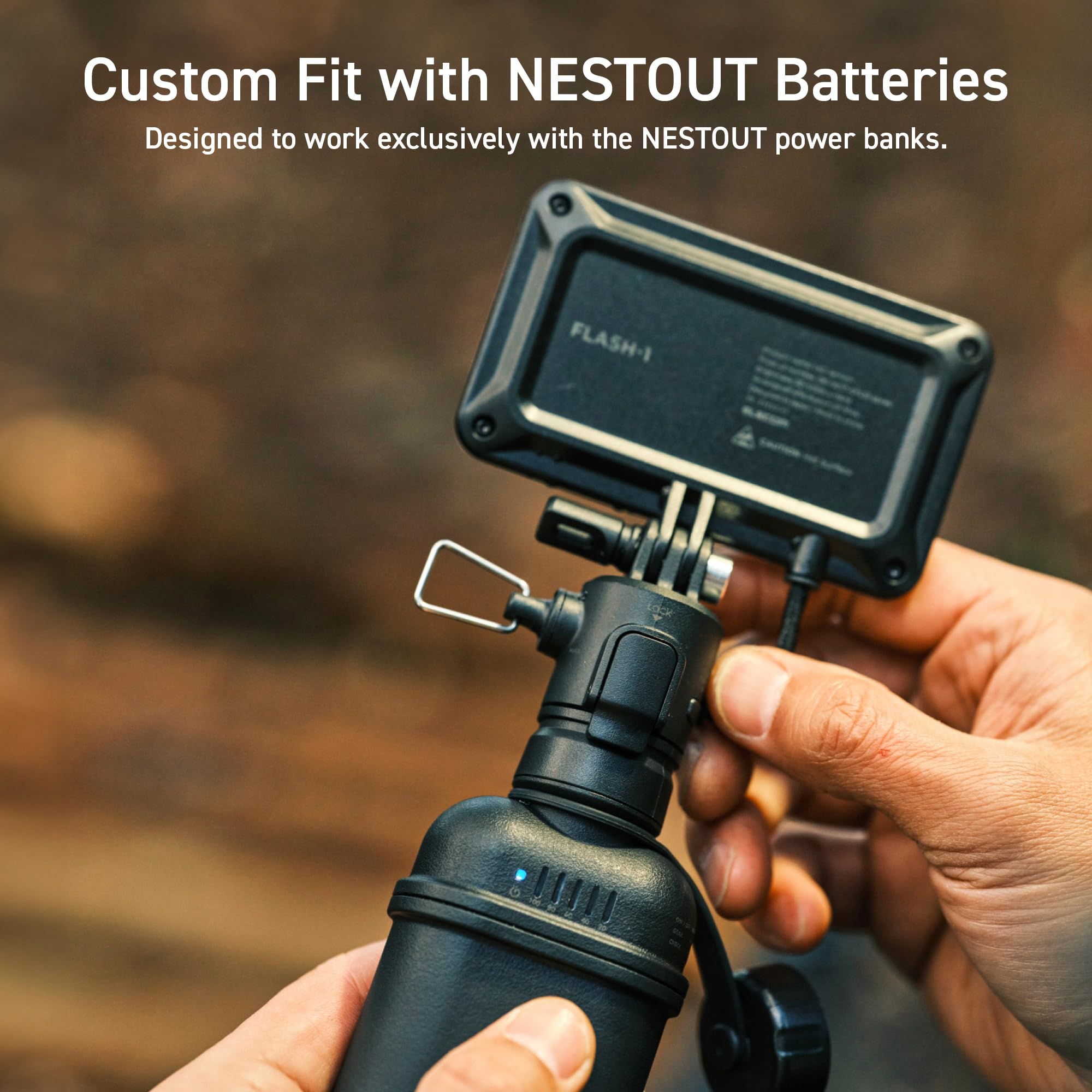 ELECOM NESTOUT Outdoor Camping LED Panel Flashlight w/ Mini Tripod, Dimmable USB Powered LED Light, IP44 Water Dust Resistant, 3