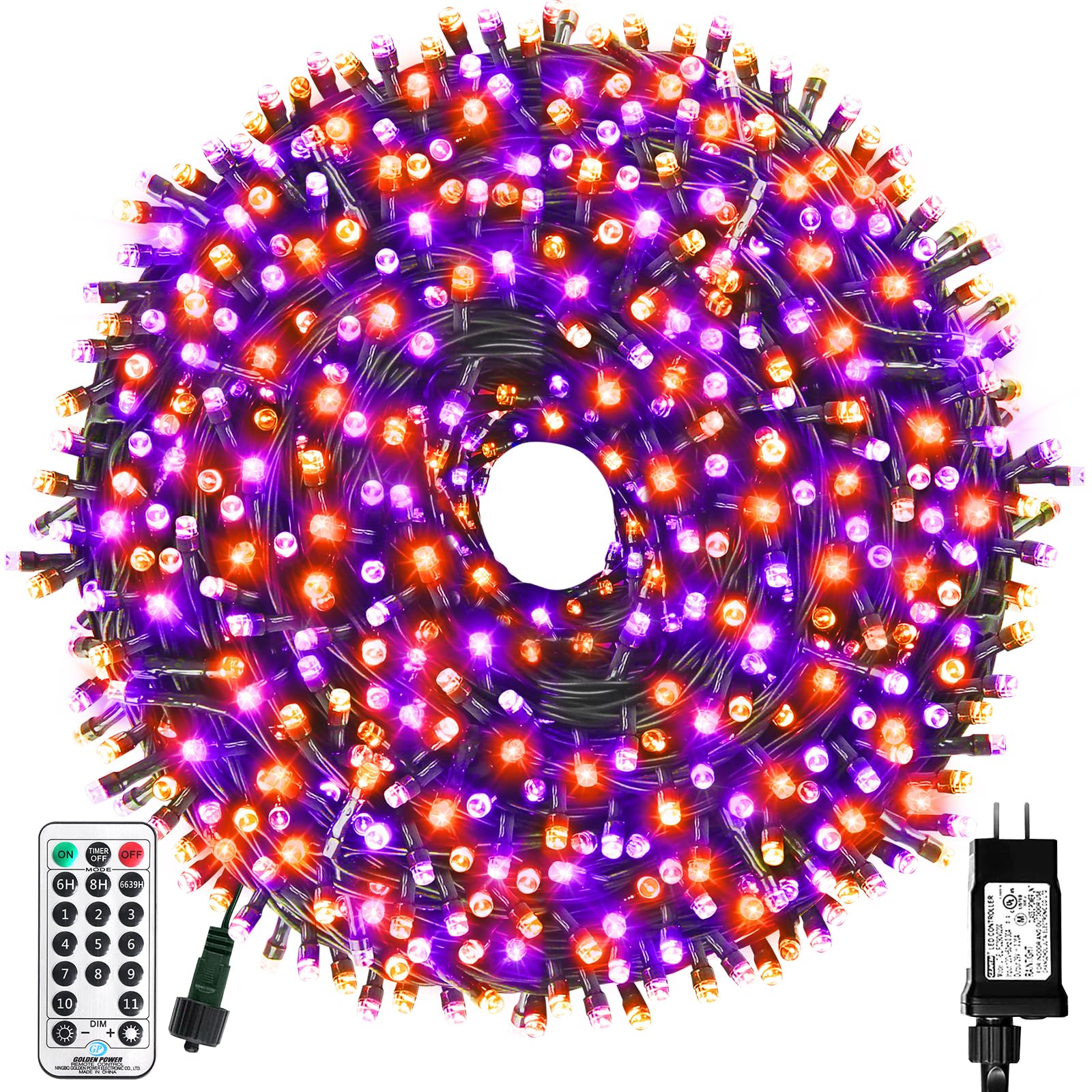 Mzd8391 Orange Purple Halloween Lights Outdoor Indoor, 108Ft 300 Led 2 Colors In 1 Christmas Lights, Fairy Lights, End To End Co