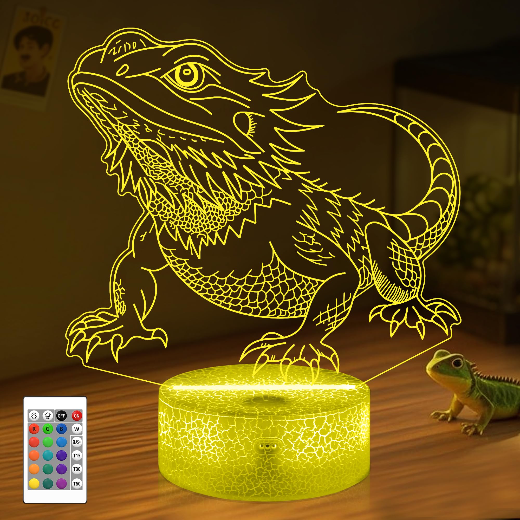 OkiyiD 3D Illusion Lamp,16 Colors Changing Lighting Lamp with Remote Control,Birthday Gifts (Customized 2)