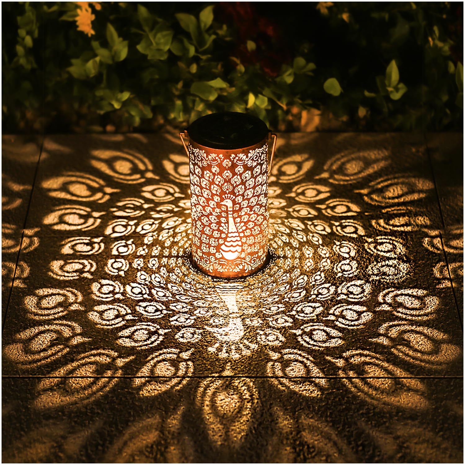 Peacock Solar Lanterns Outdoor Waterproof Hanging Solar Lights Peacock Gifts for Women Men Metal Decorative LED Lanterns for Yar