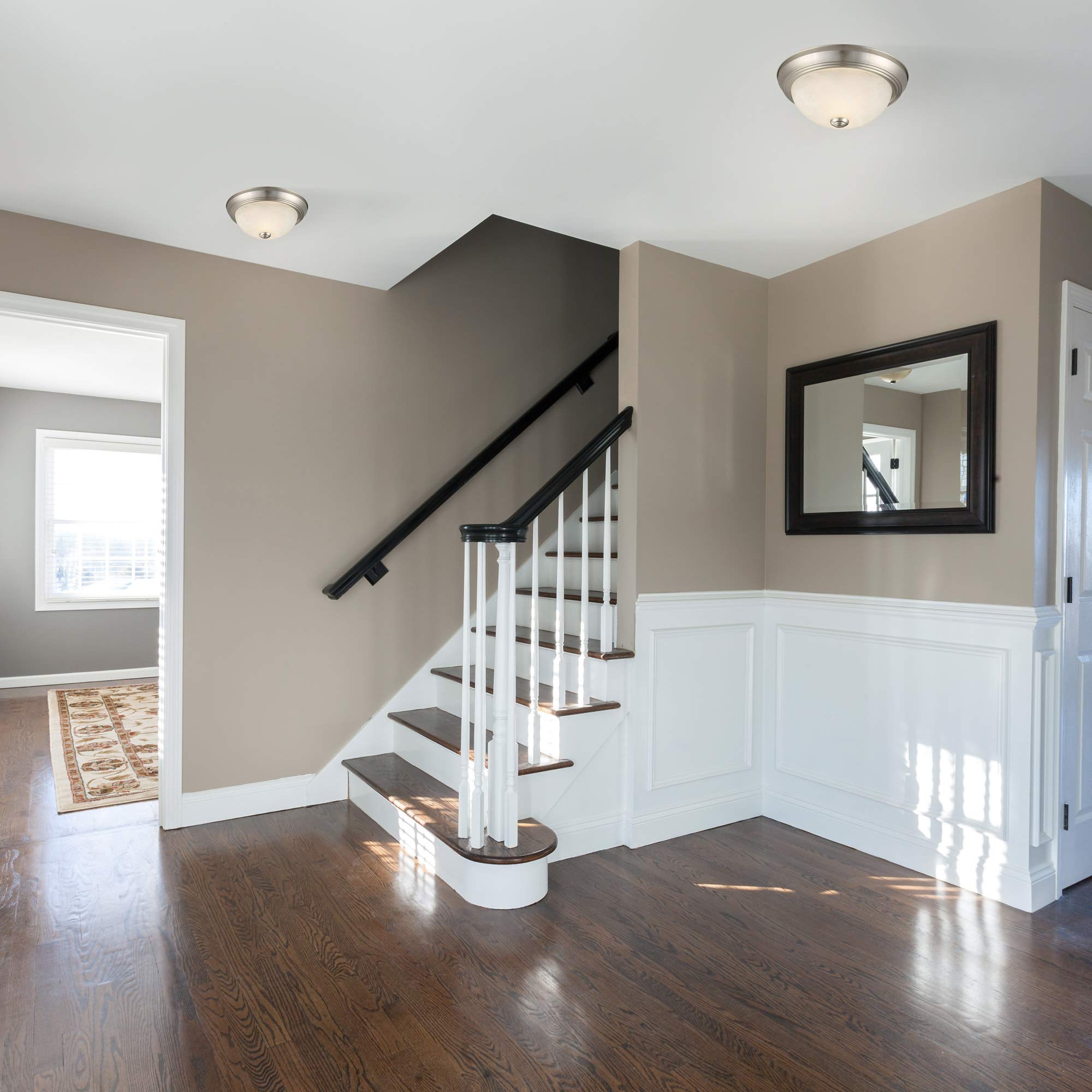 Design House 587527 2-Light Indoor Ceiling Light, Satin Nickel, 11-Inch, Alabaster Glass, Dimmable, 2 Count (Pack of 1)