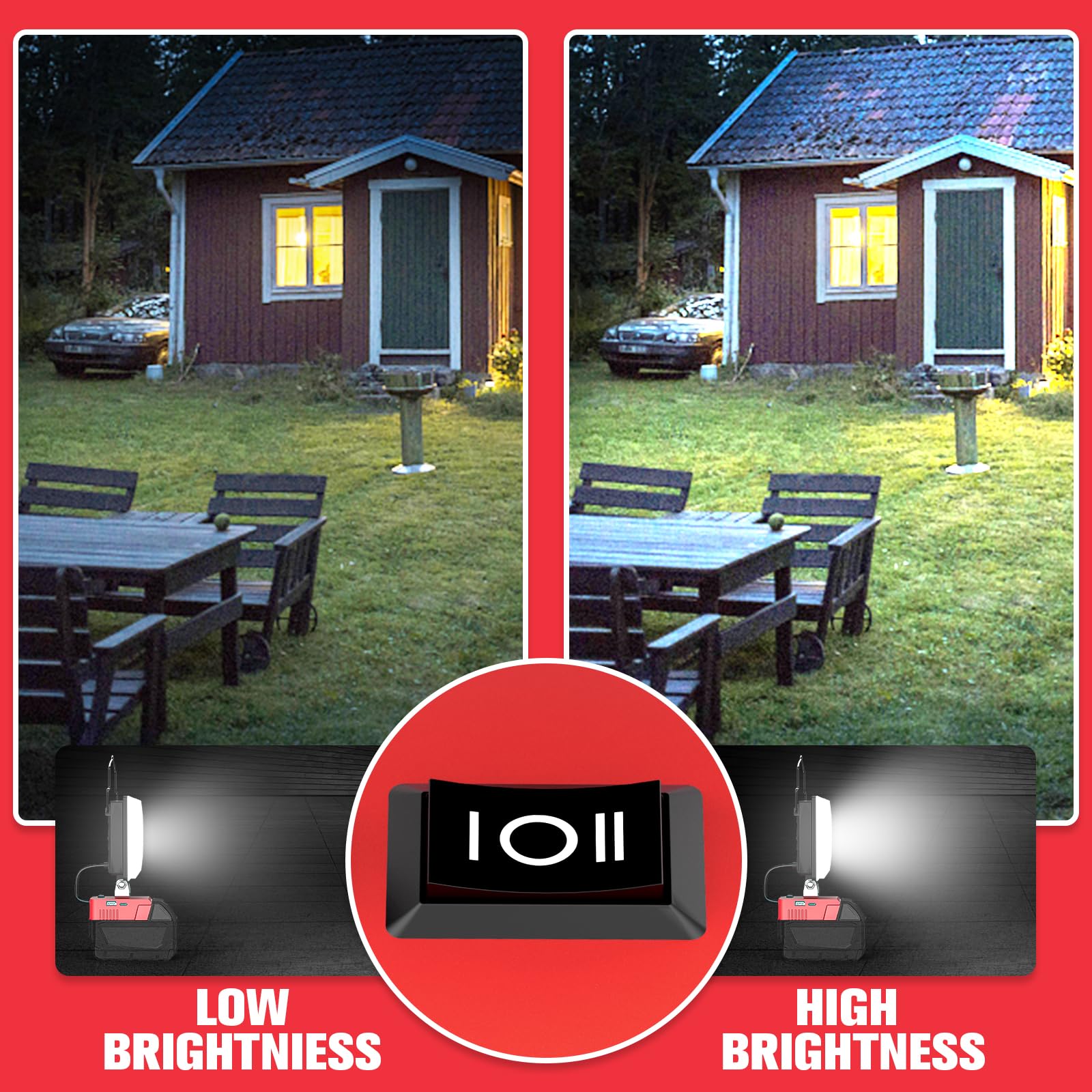 2Pcs Cordless Led Work Light For Milwaukee 18V Battery, 90W 9000Lm Battery Light For Milwaukee 18V Tools, Portable Flood Light F