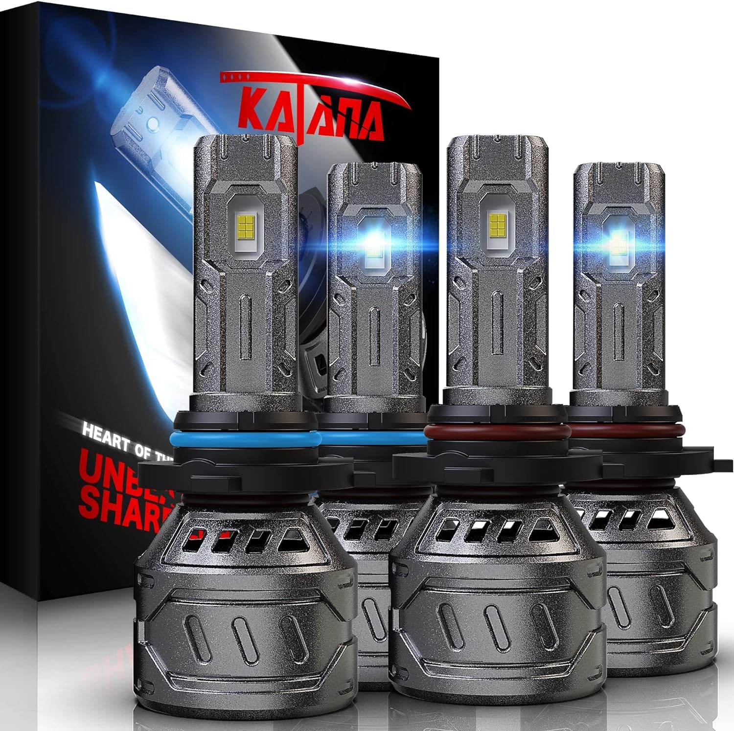 Katana Fog Light Combo 9005 9006, 800% Brightness, 6500K White, Mini Size, Pack of 4, Aluminum