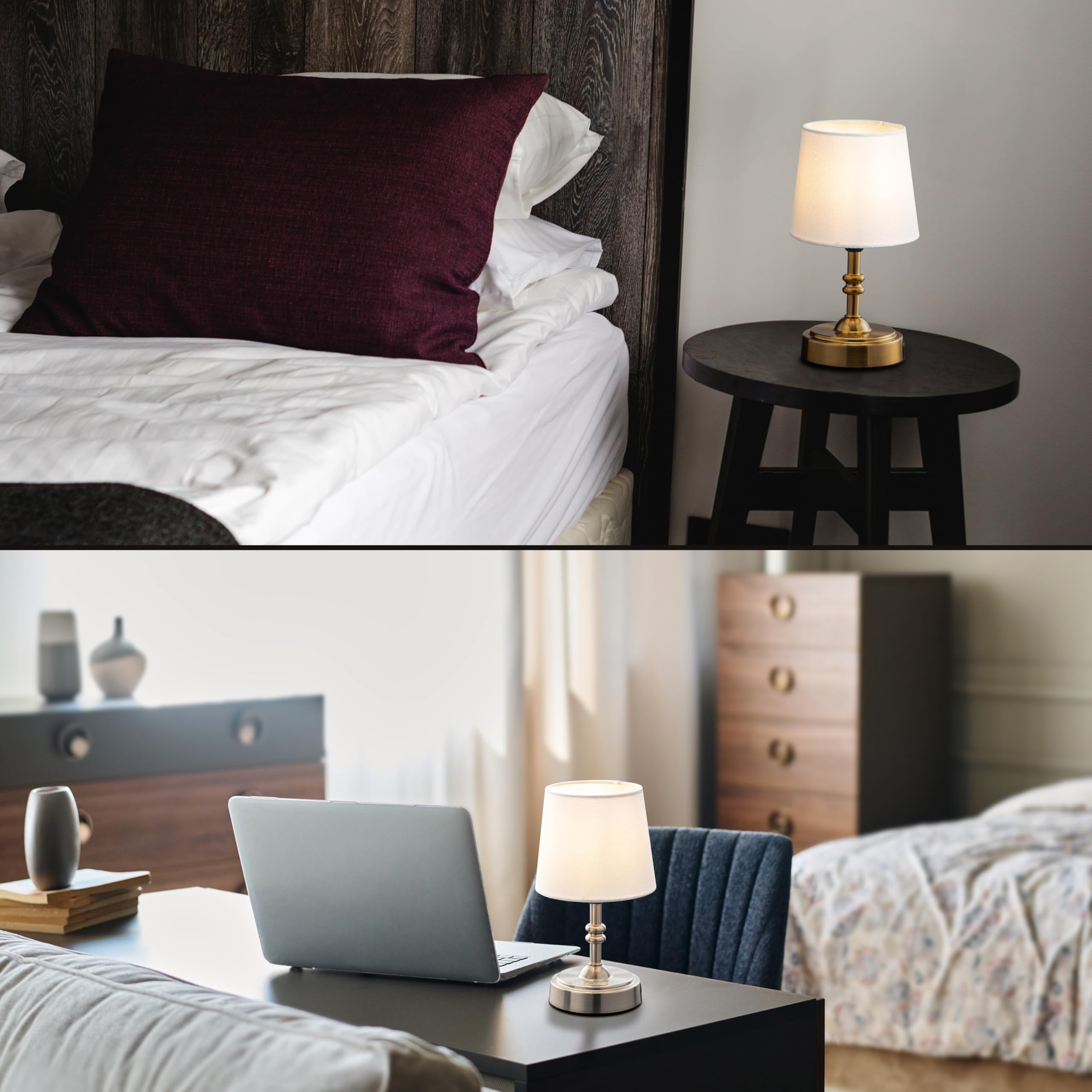 OBright Seraph Mini Cordless LED Table Lamp, Dimmer, 3-Level Brightness, Brushed Nickel, Model OB-TL19BS