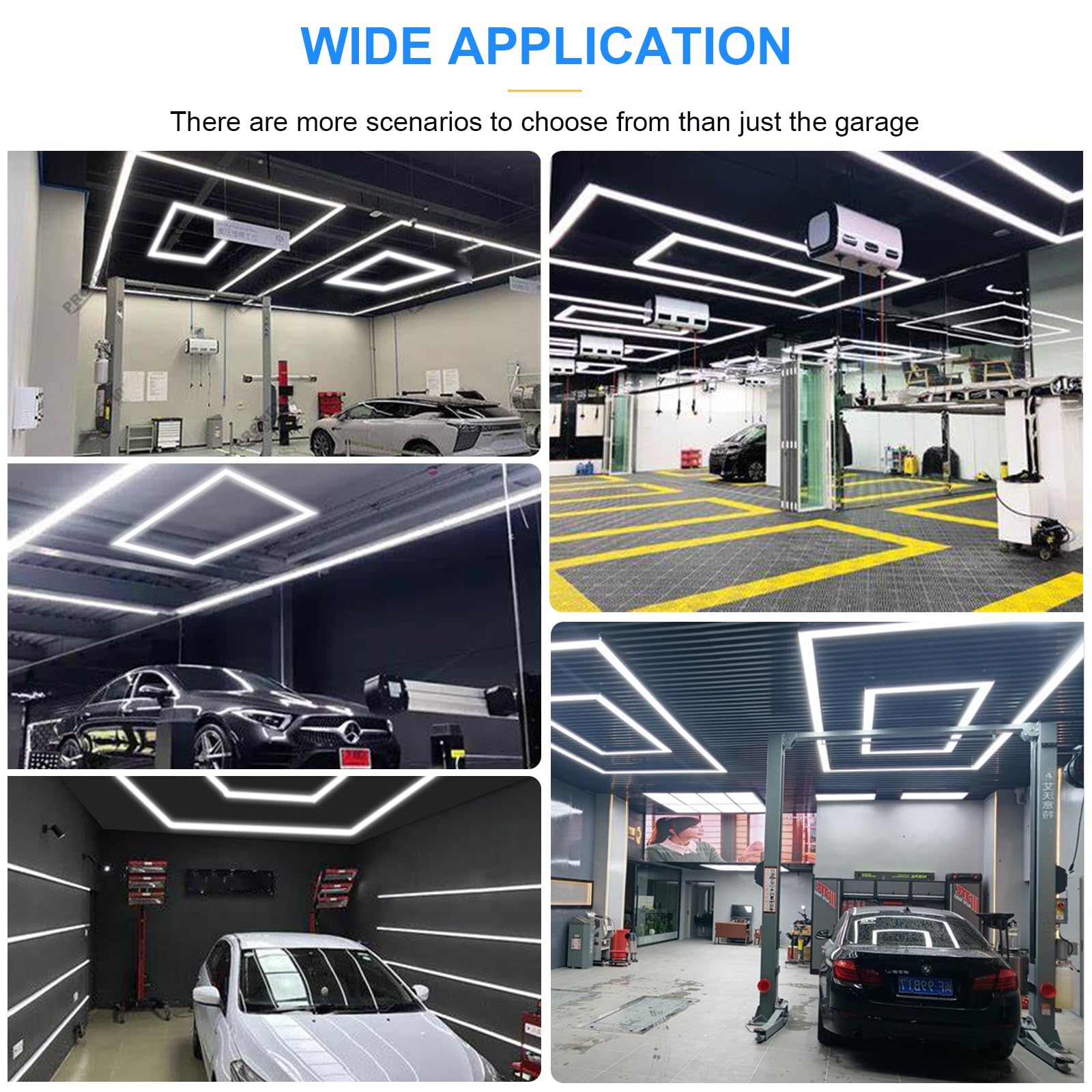 LZHOME LED Garage Light Fixture - 39000LM High Brightness, 44.8" Polycarbonate Rectangle Ceiling Light for Garage, Shop, Workshop