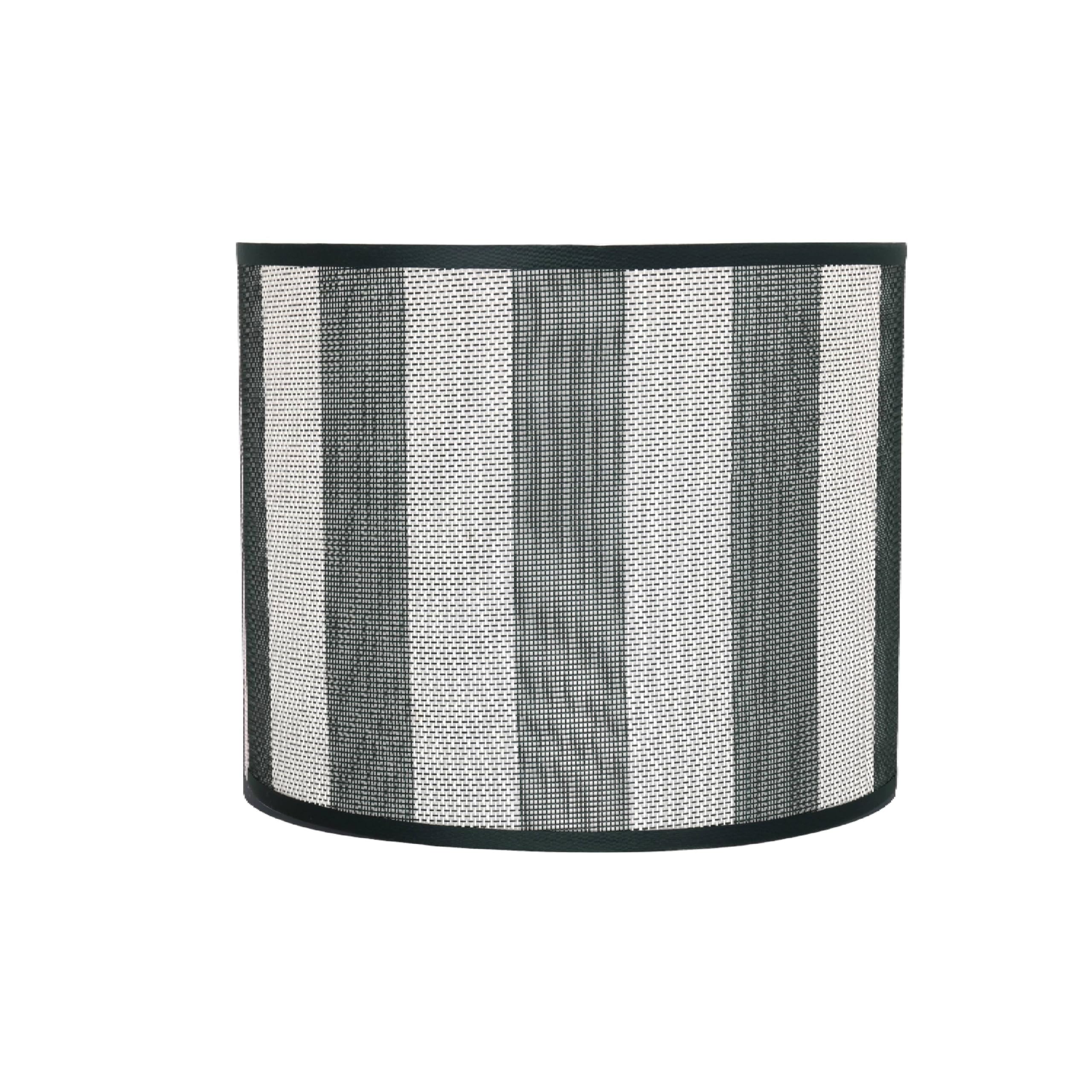 Aspen Creative Drum Lamp Shade, 12in Wide, Hunter Green & White Striped, Model 31091, Network Fabric