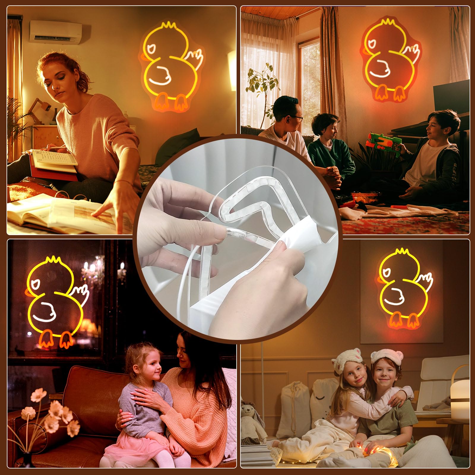 JEDAEMEN LED Neon Sign for Wall Decor, Duck Off, Acrylic, 13.8 x 9.8 inches, USB Powered, Yellow White