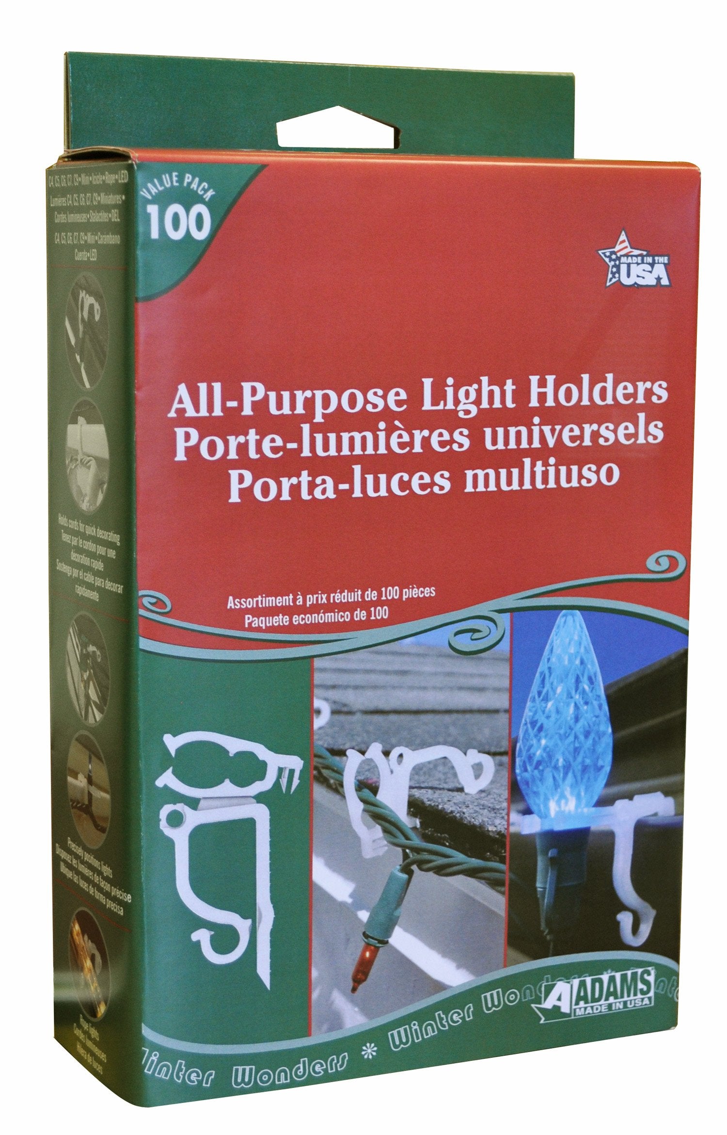 Adams Christmas 9040-99-1630 All Purpose Light Holder, 100-Pack,White