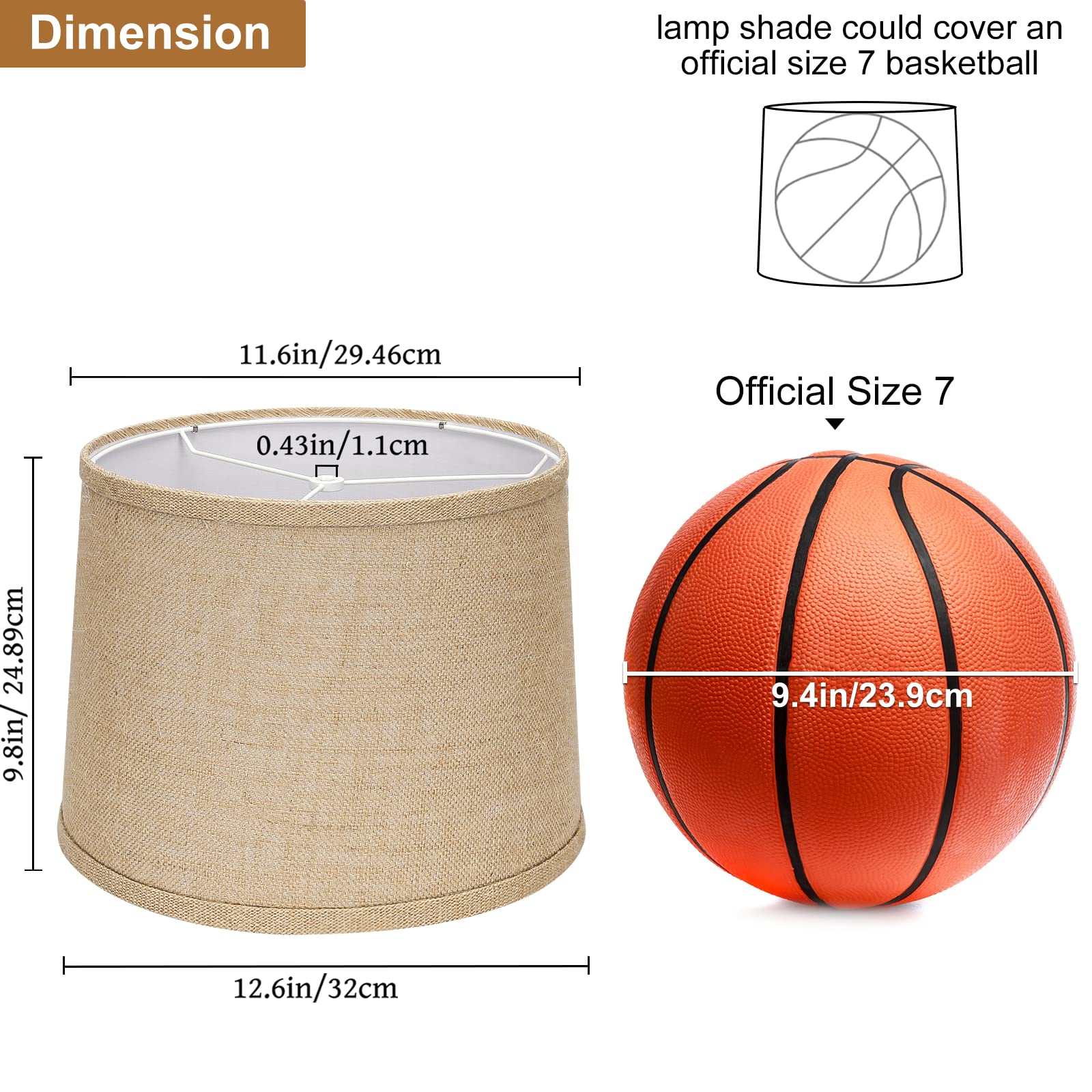 Seaside Village Burlap Lampshades Set of 2, 11.6in Top x 12.6in Bottom x 9.8in High, Brown, Spider Fitter, Hand