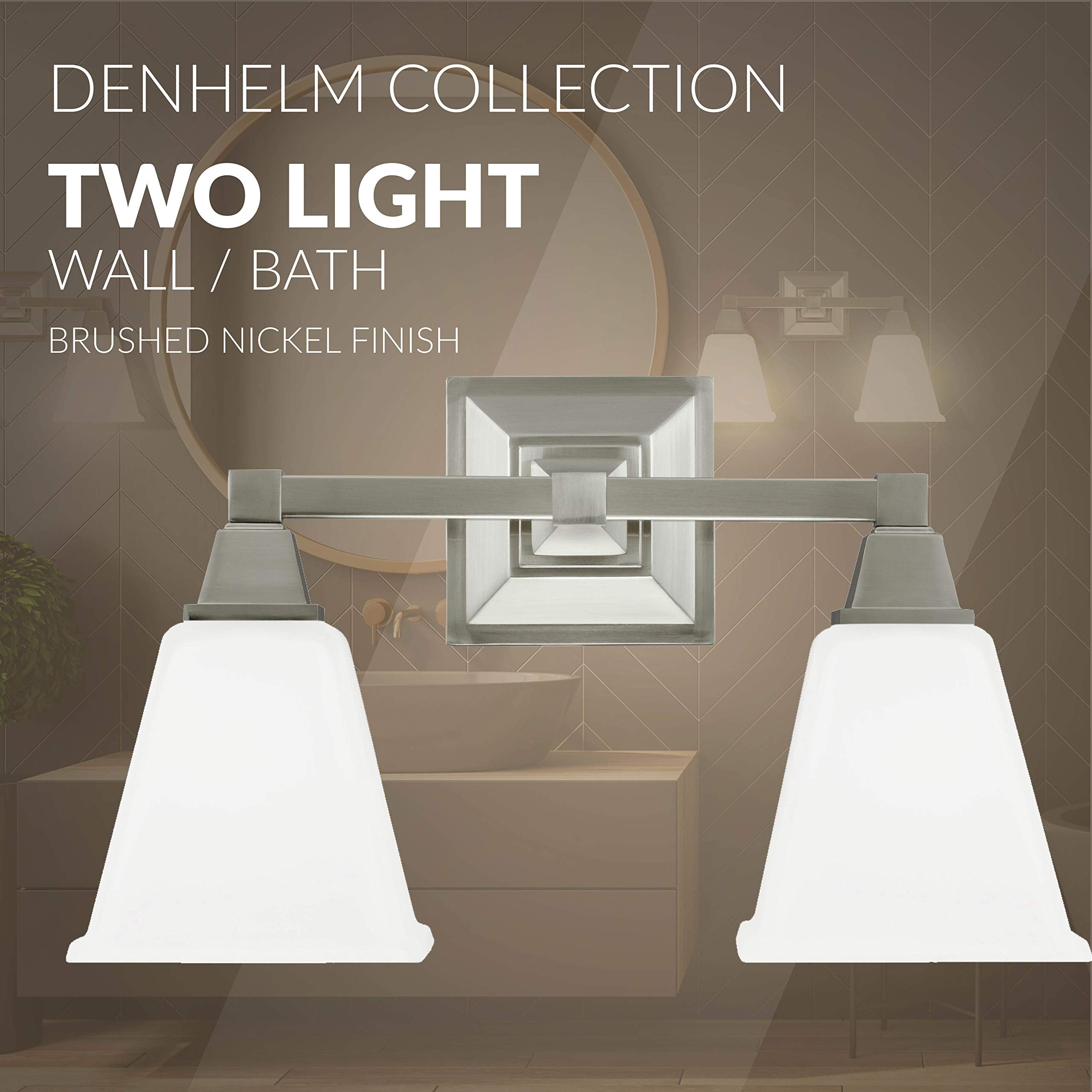 Sea Gull Lighting Two Light Wall/Bath Vanity, Alloy Steel, Brushed Nickel Finish, Model 4450402-962