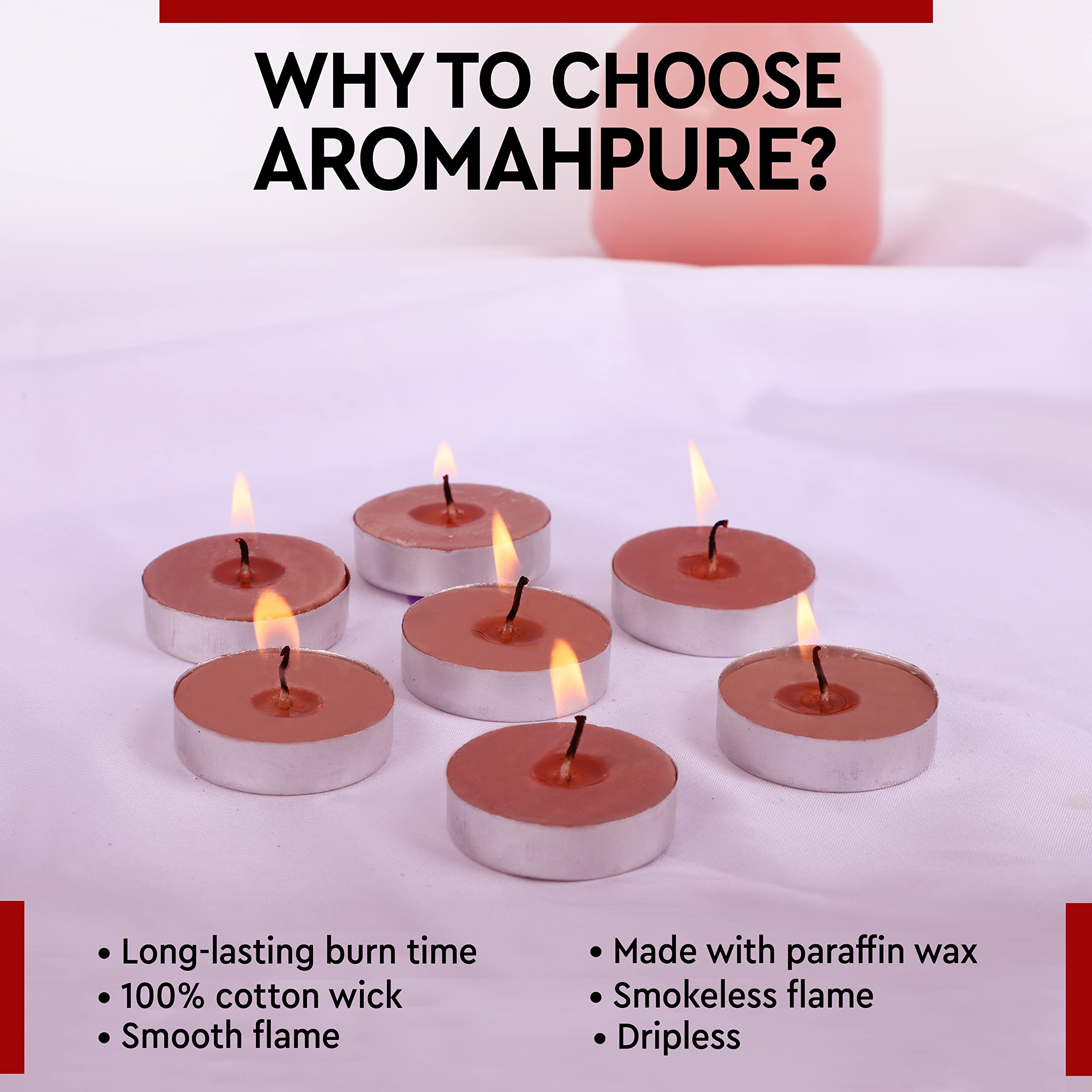 Aromahpure Scented Decorative Tealight Candles | Wax Tealight Candle | 10 gm, 200 Pcs | Vanilla Fantasy Smokeless Candles | 3 Ho