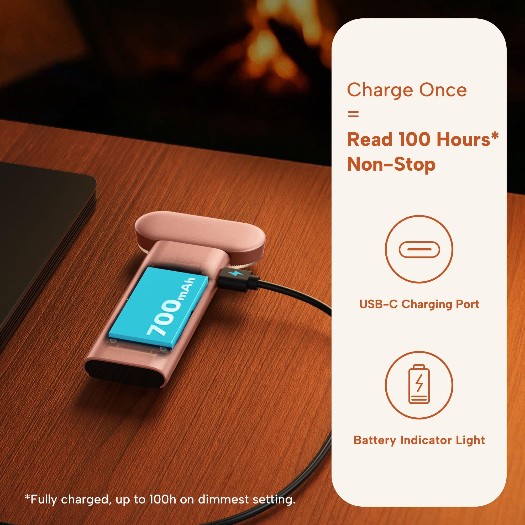 86Lux Book Light  Reading Light For Book In Bed  Usb Rechargeable Led Night Light With 3 Colors & Limitless Dimming Bookmark Light For Book Lovers Rose Gold