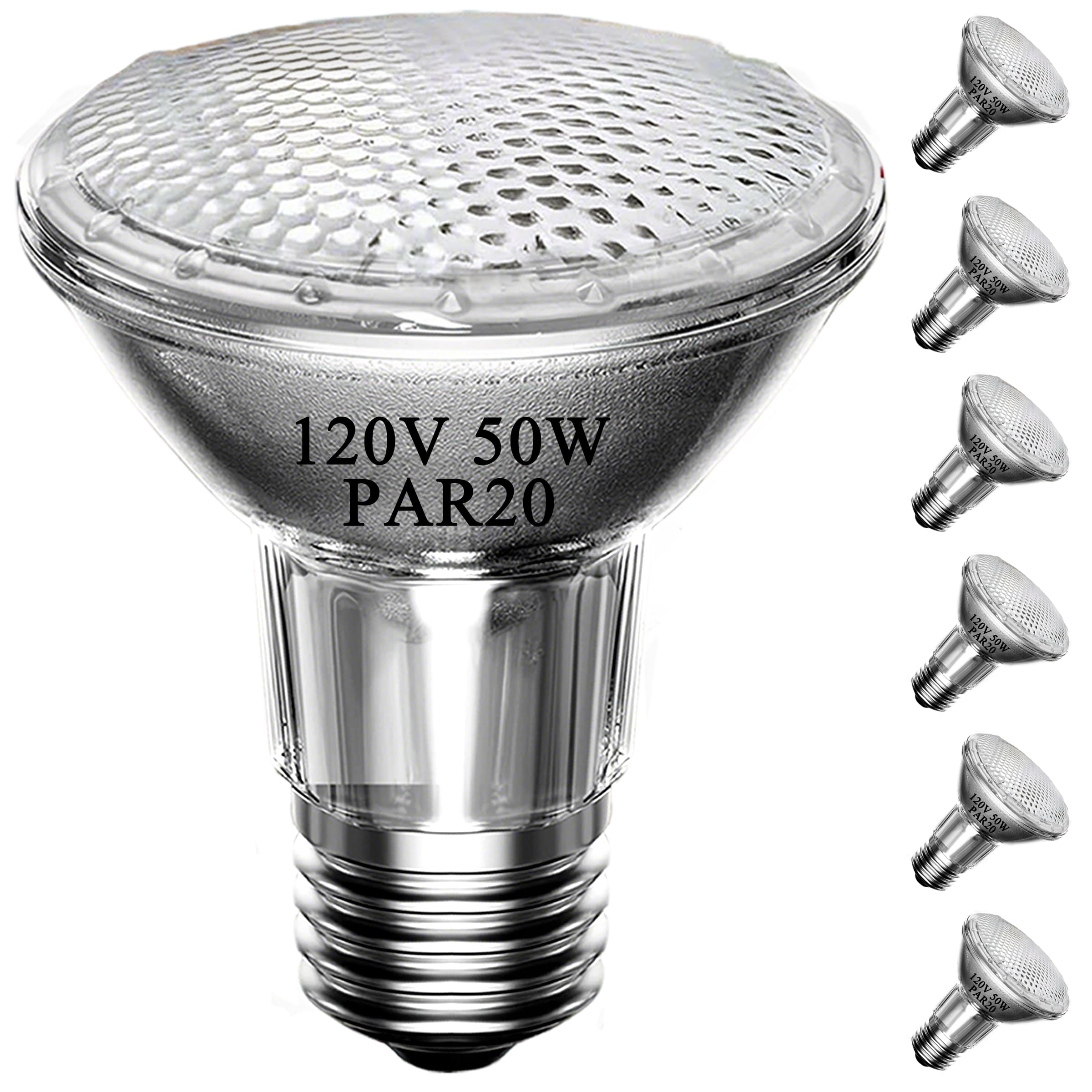 Par20 Flood 50W 120V 2255 Lumens Flood Light Bulbs, 6 Pcs Par20 Range Hood Light Bulb With Dimmable E26 Base, Dimmable 2800K War
