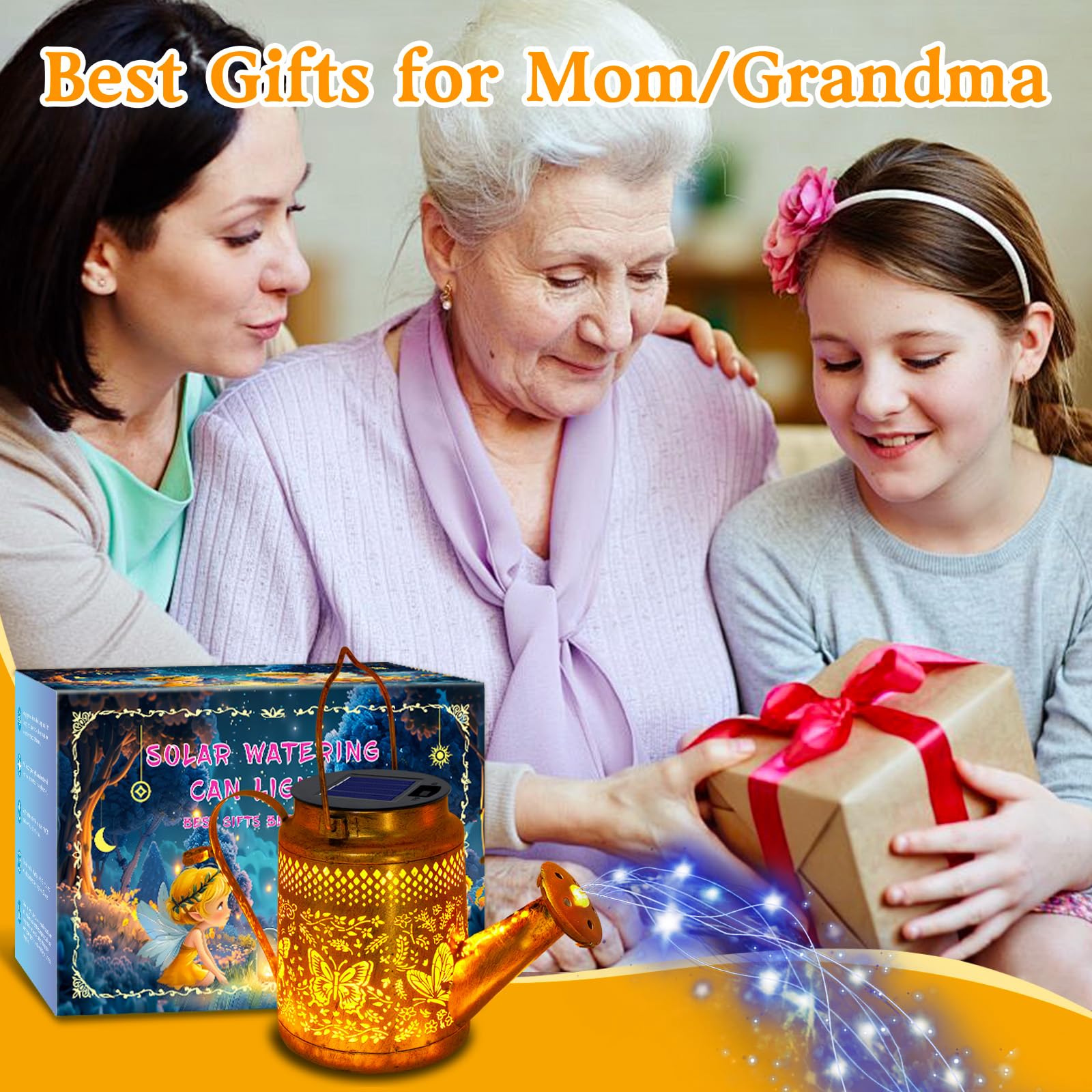 Butterfly Solar Lights Outdoor Waterproof  Solar Watering Can Lights With Shepherd Hook  Metal Hanging Lantern Garden Decor Yard Outside Patio Lawn  Gifts For Mom Grandma Women Birthday